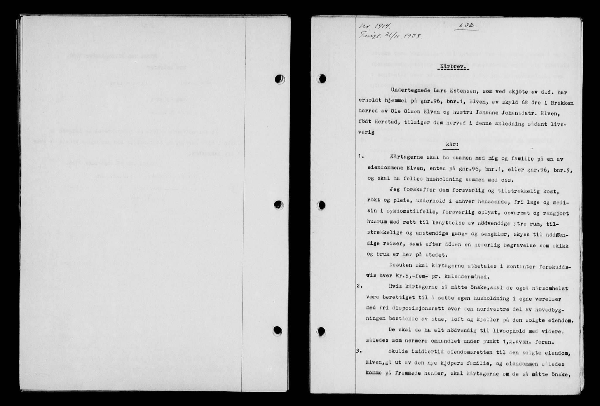 Gauldal sorenskriveri, SAT/A-0014/1/2/2C/L0049: Pantebok nr. 53, 1938-1938, Dagboknr: 1414/1938