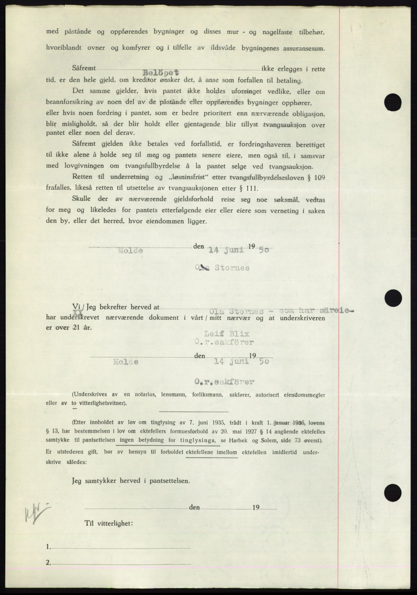 Nordmøre sorenskriveri, AV/SAT-A-4132/1/2/2Ca: Pantebok nr. B105, 1950-1950, Dagboknr: 1891/1950