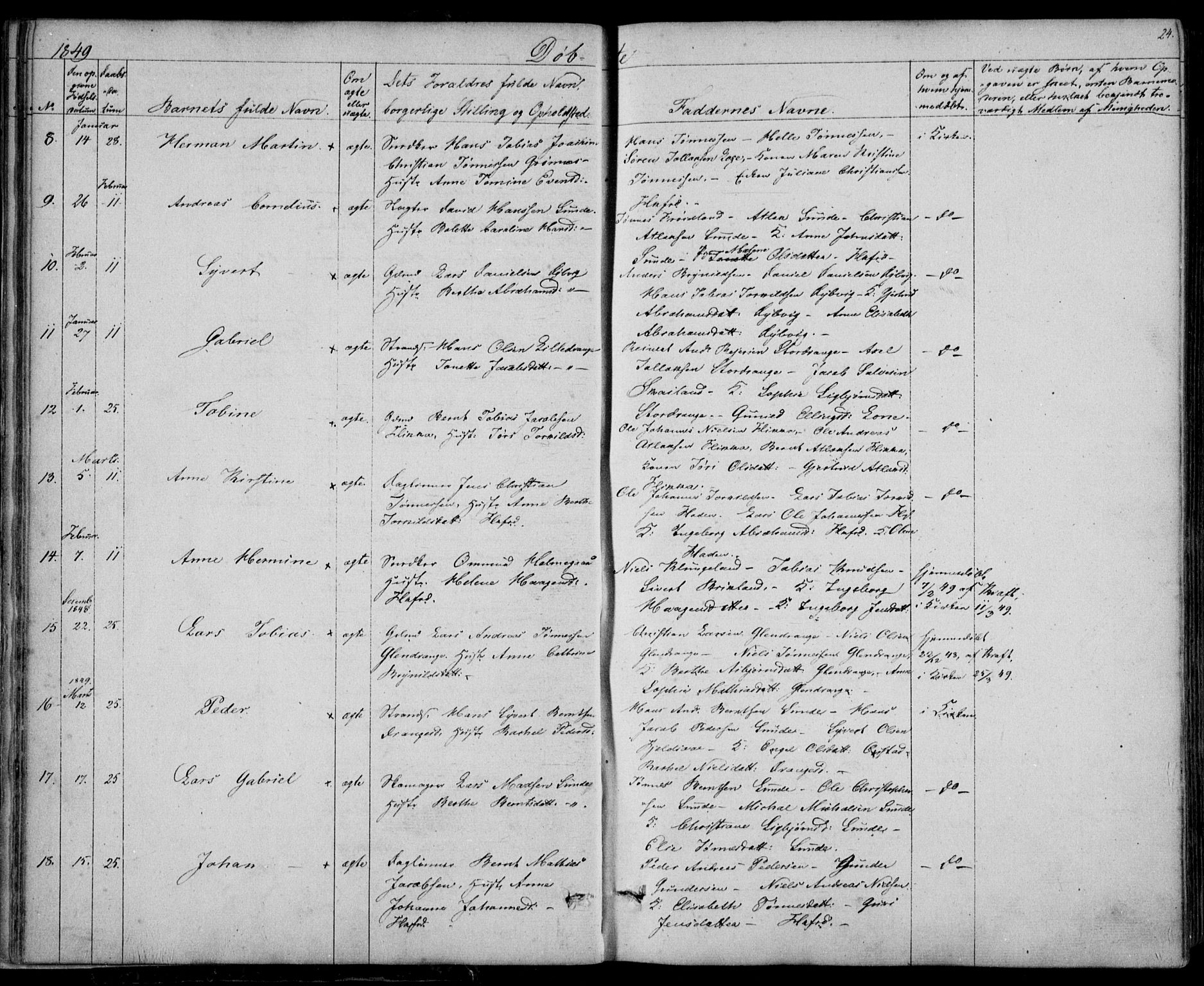 Flekkefjord sokneprestkontor, AV/SAK-1111-0012/F/Fb/Fbc/L0005: Klokkerbok nr. B 5, 1846-1866, s. 24