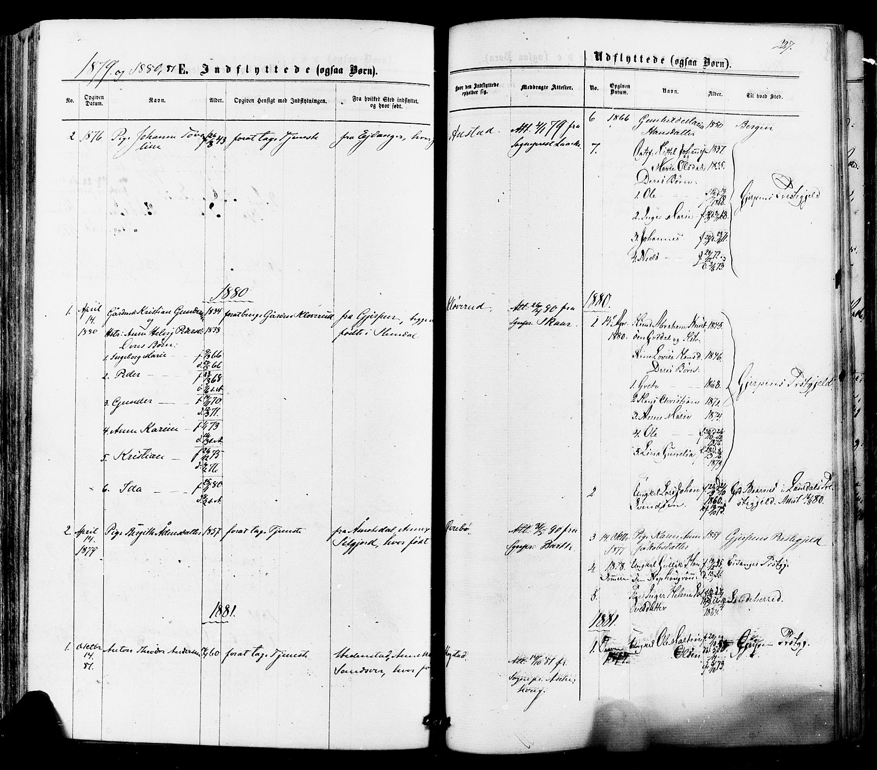 Siljan kirkebøker, AV/SAKO-A-300/F/Fa/L0002: Ministerialbok nr. 2, 1870-1895, s. 227