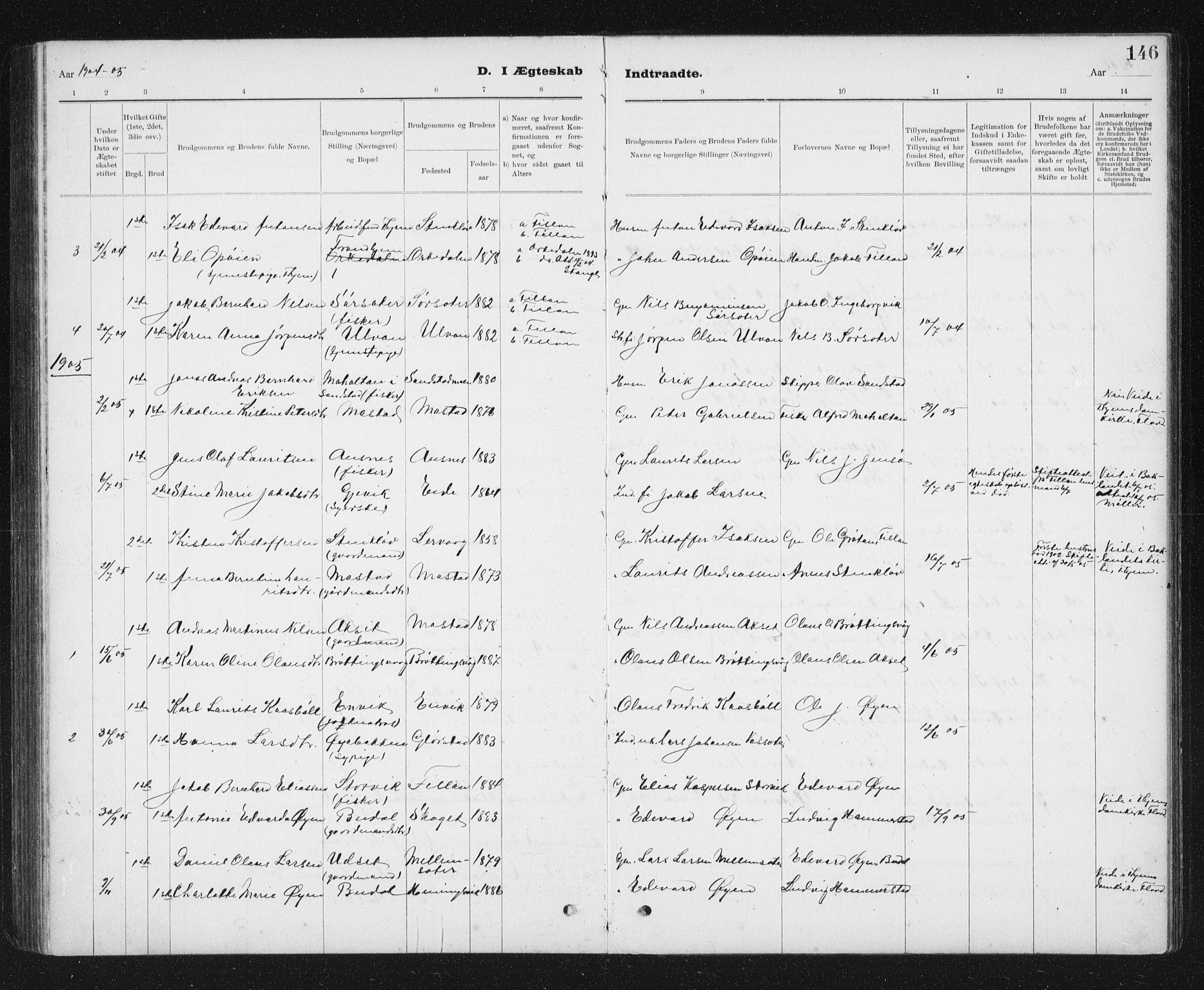 Ministerialprotokoller, klokkerbøker og fødselsregistre - Sør-Trøndelag, SAT/A-1456/637/L0563: Klokkerbok nr. 637C04, 1899-1940, s. 146