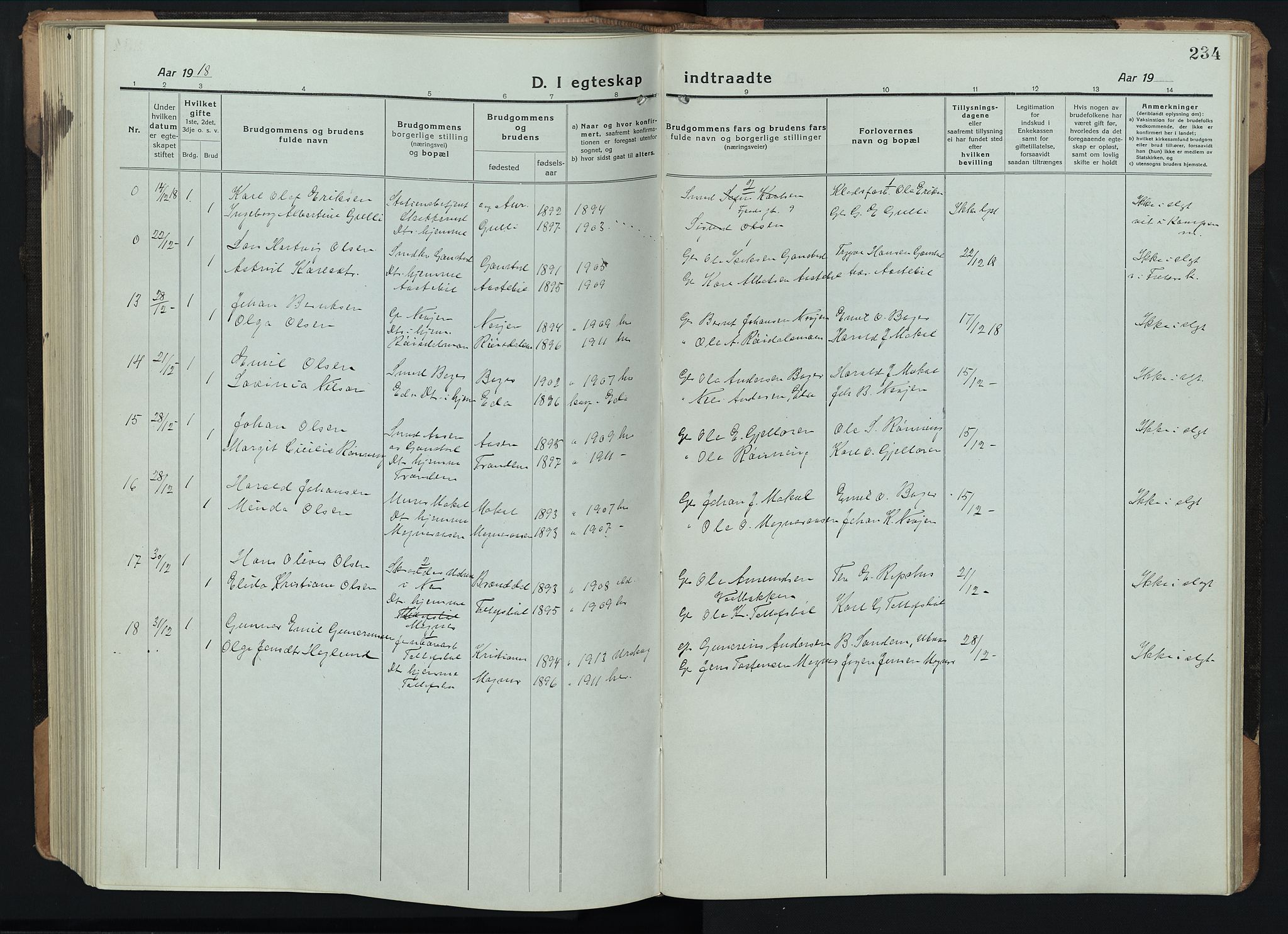 Eidskog prestekontor, SAH/PREST-026/H/Ha/Hab/L0005: Klokkerbok nr. 5, 1916-1946, s. 234