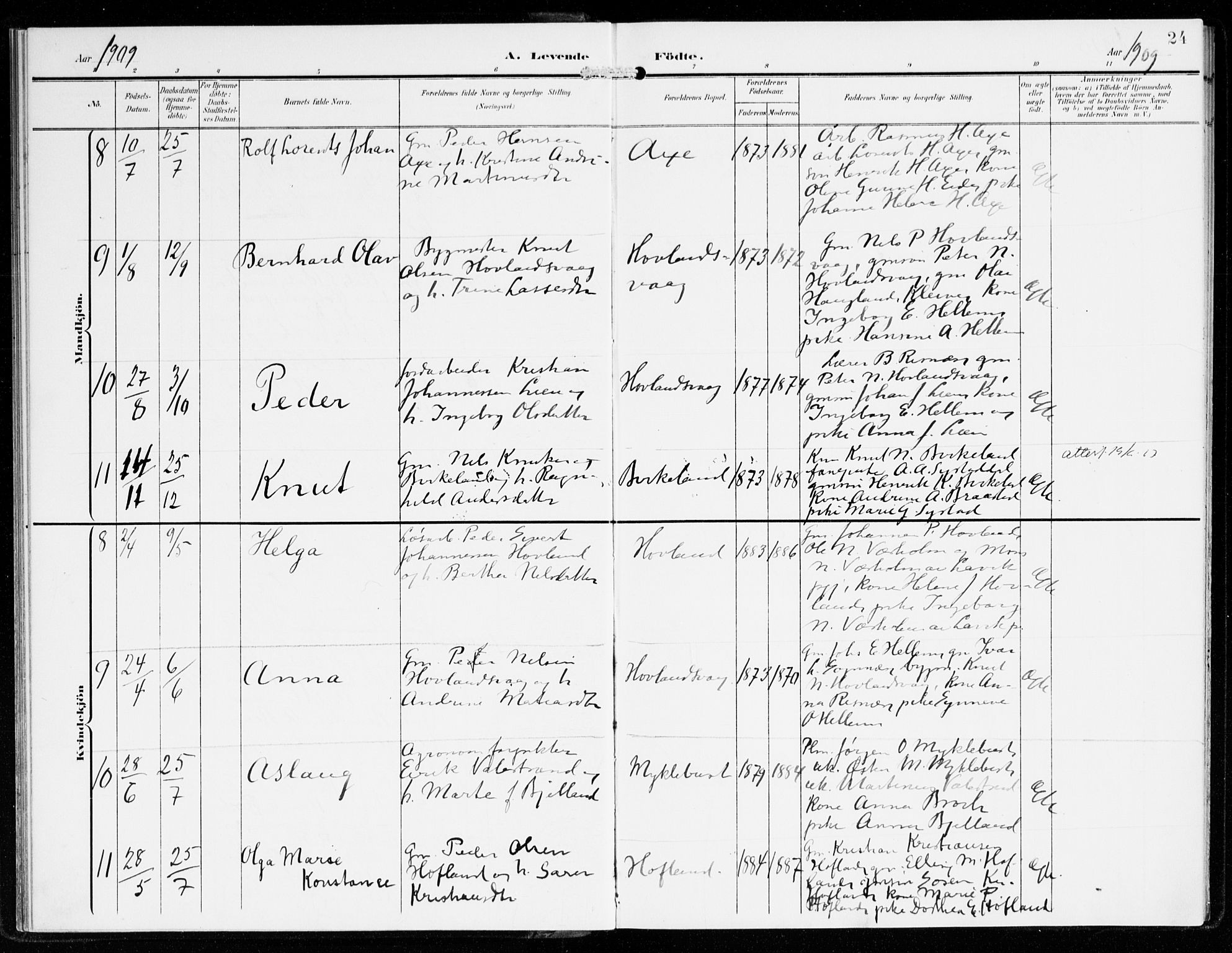 Hyllestad sokneprestembete, AV/SAB-A-80401: Ministerialbok nr. B 2, 1903-1917, s. 24