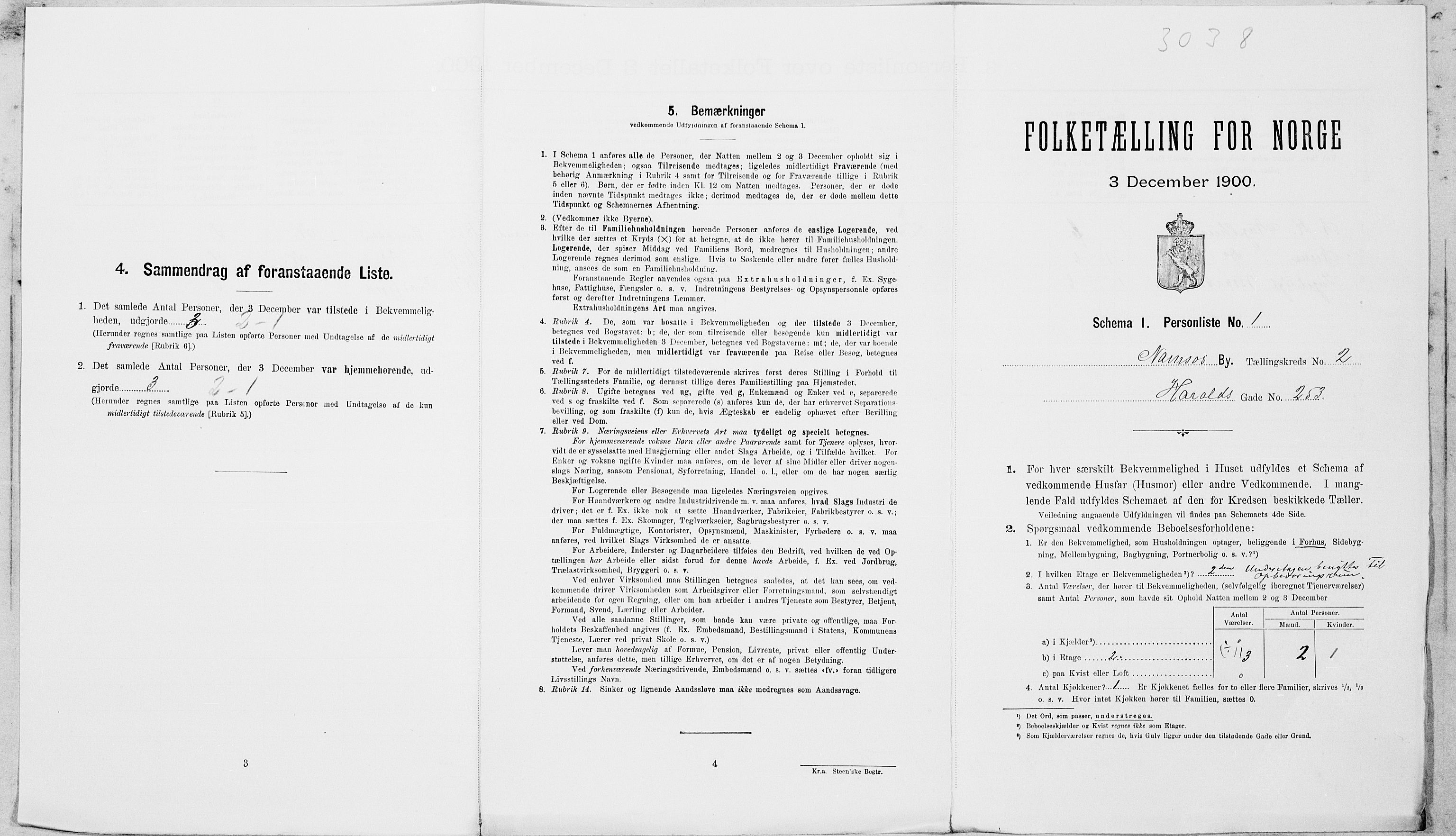 SAT, Folketelling 1900 for 1703 Namsos ladested, 1900, s. 408