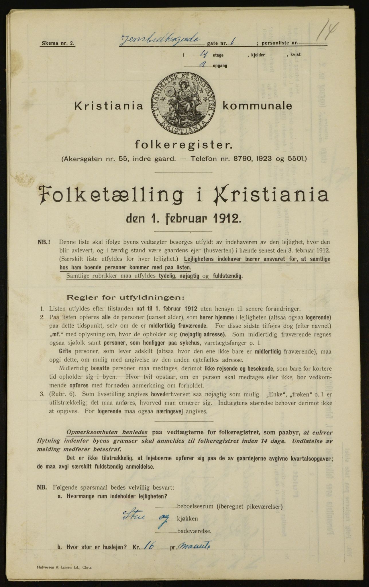 OBA, Kommunal folketelling 1.2.1912 for Kristiania, 1912, s. 45780