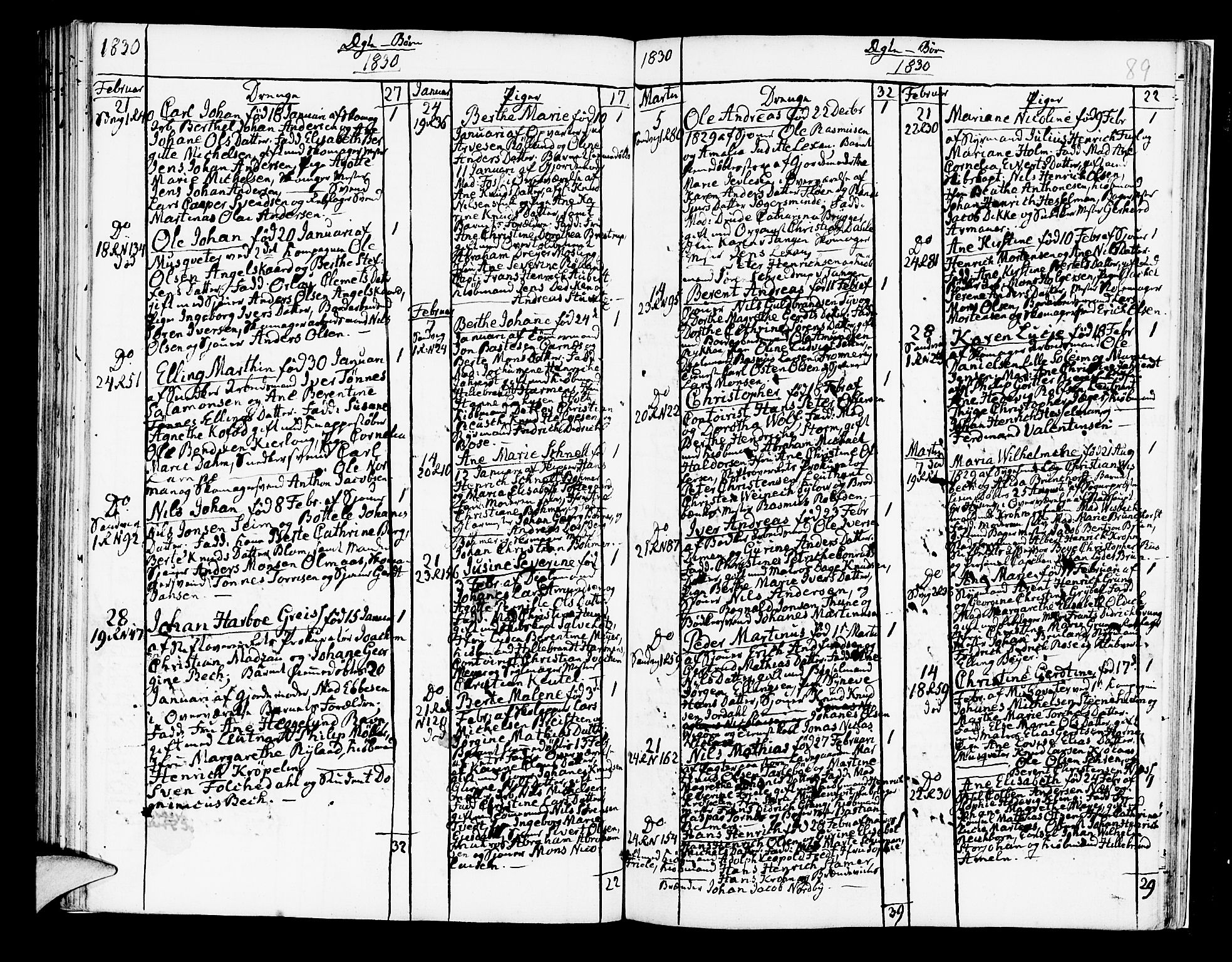 Korskirken sokneprestembete, AV/SAB-A-76101/H/Hab: Klokkerbok nr. A 4, 1820-1832, s. 89