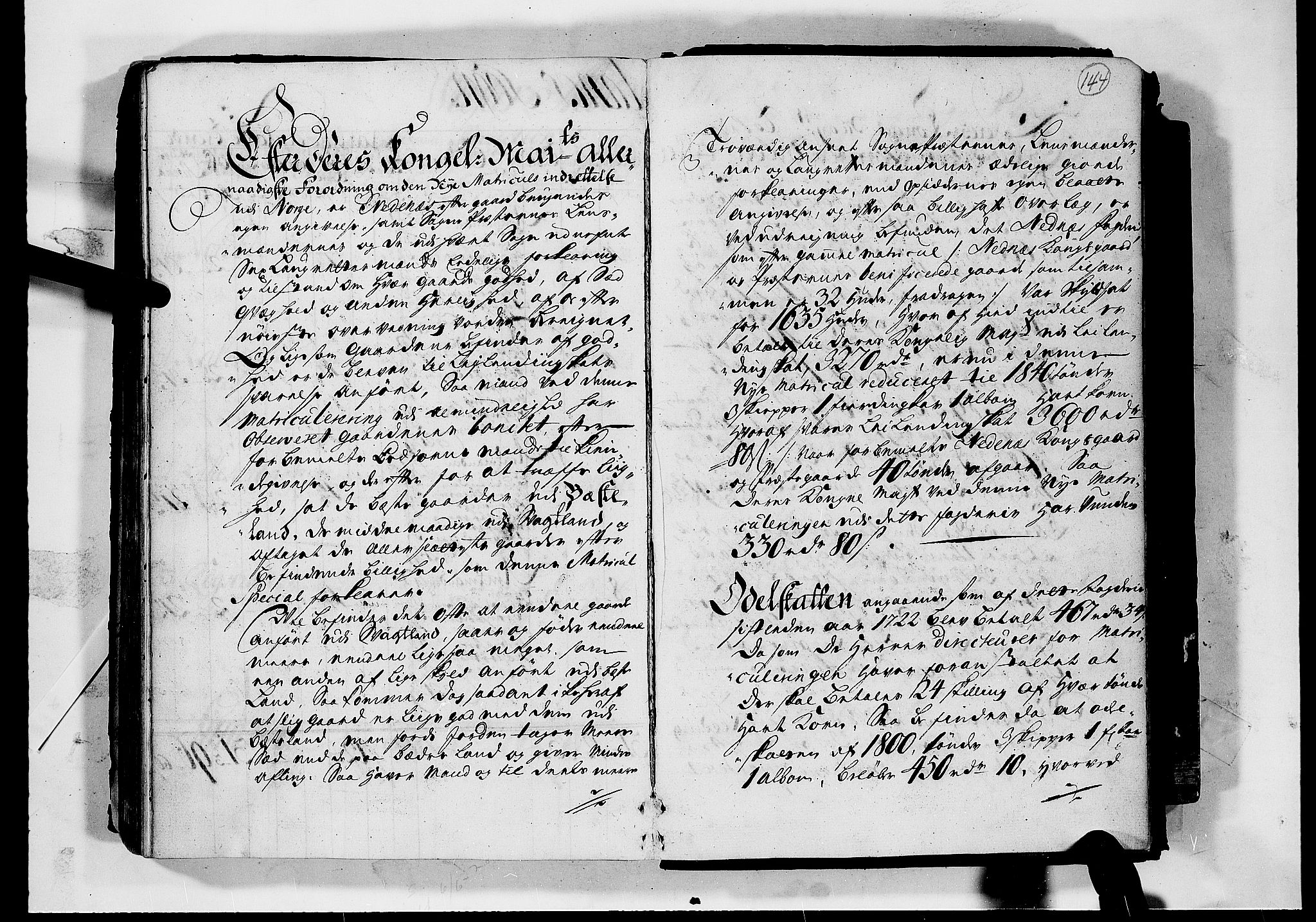 Rentekammeret inntil 1814, Realistisk ordnet avdeling, AV/RA-EA-4070/N/Nb/Nbf/L0124: Nedenes matrikkelprotokoll, 1723, s. 143b-144a