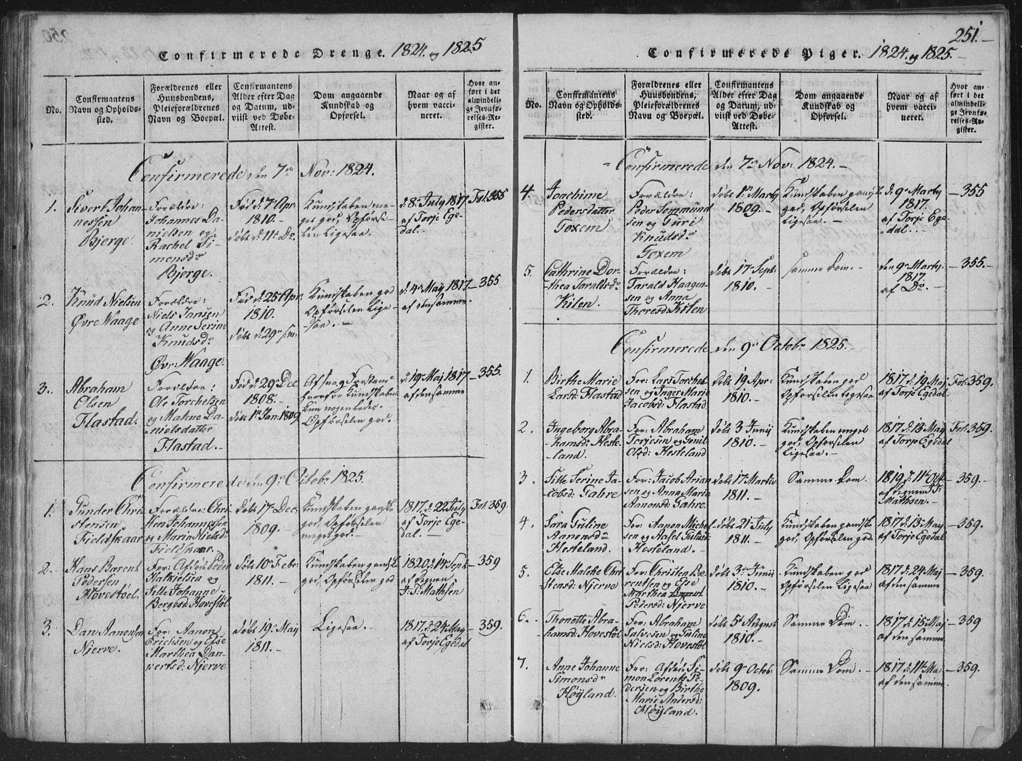 Sør-Audnedal sokneprestkontor, SAK/1111-0039/F/Fa/Faa/L0001: Ministerialbok nr. A 1, 1816-1848, s. 251