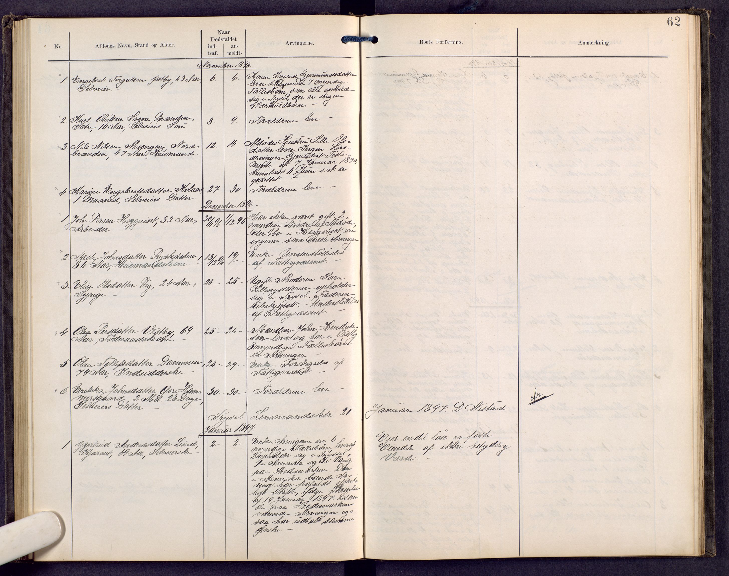 Sør-Østerdal sorenskriveri, SAH/TING-018/J/Jg/L0008: Dødsfallsjournal, 1886-1902, s. 62