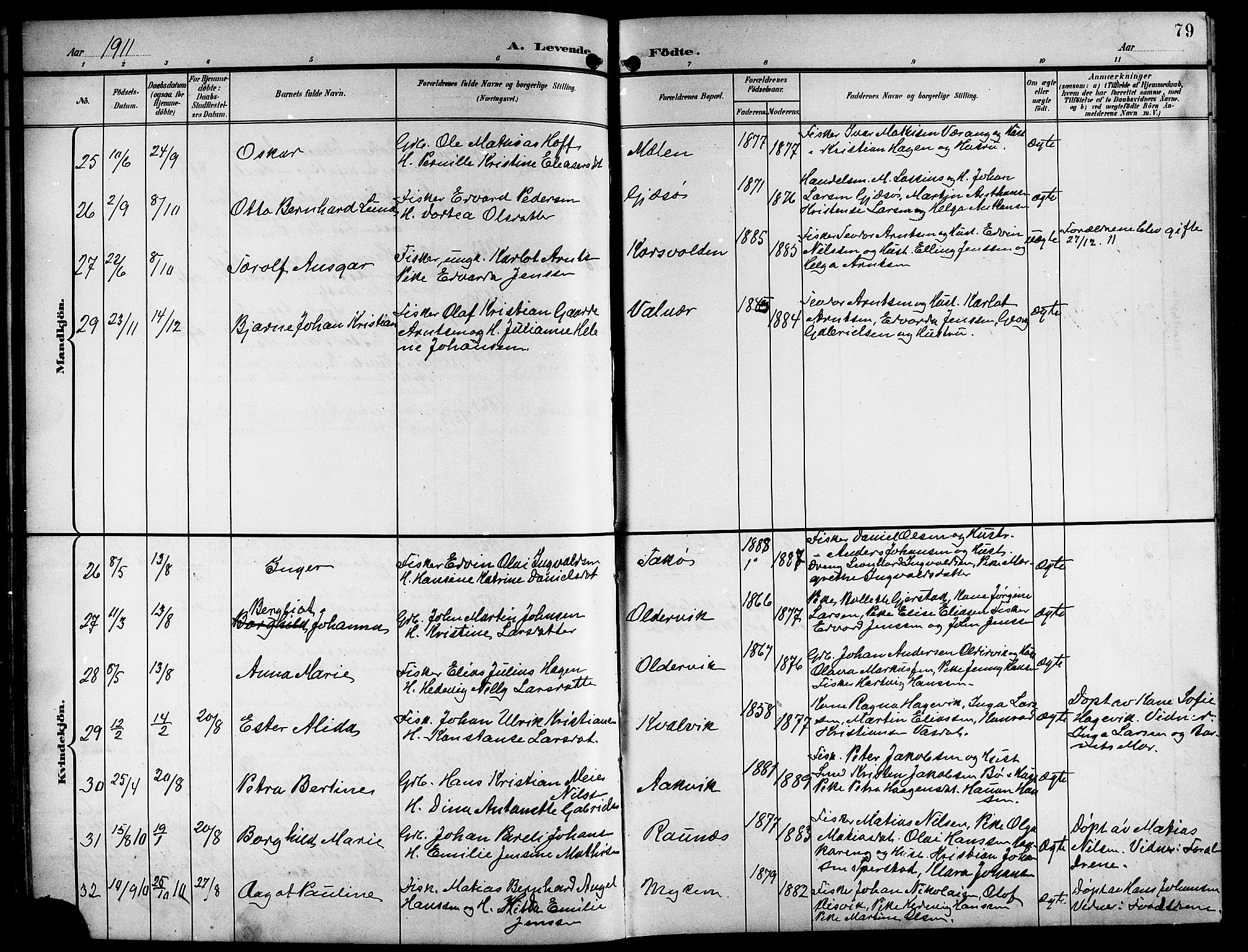 Ministerialprotokoller, klokkerbøker og fødselsregistre - Nordland, SAT/A-1459/841/L0621: Klokkerbok nr. 841C05, 1897-1923, s. 79