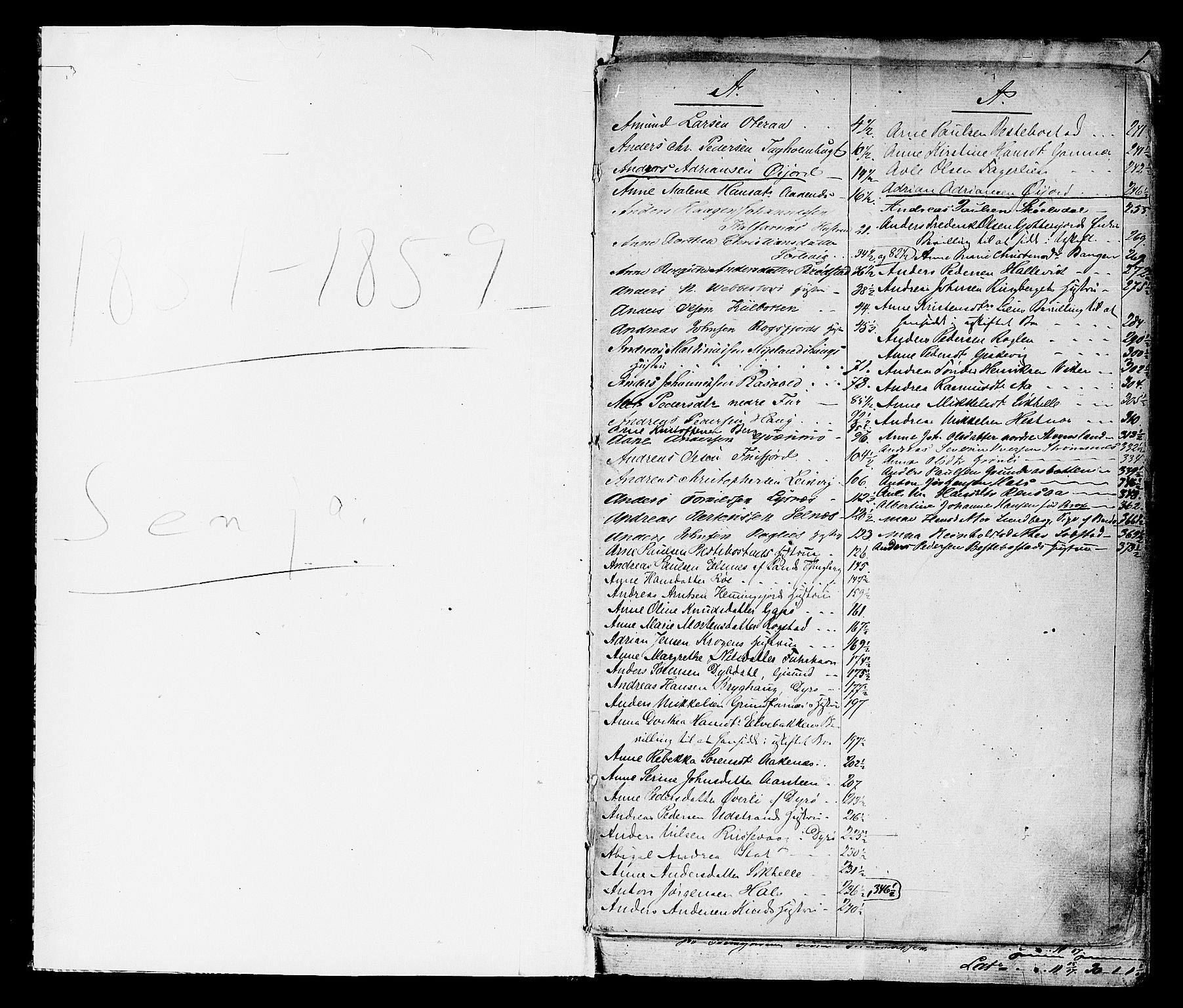 Senja sorenskriveri 1855-, AV/SATØ-S-0048/1/G/Gd/L0753: Skifteutlodningsprotokoll med register, 1851-1859