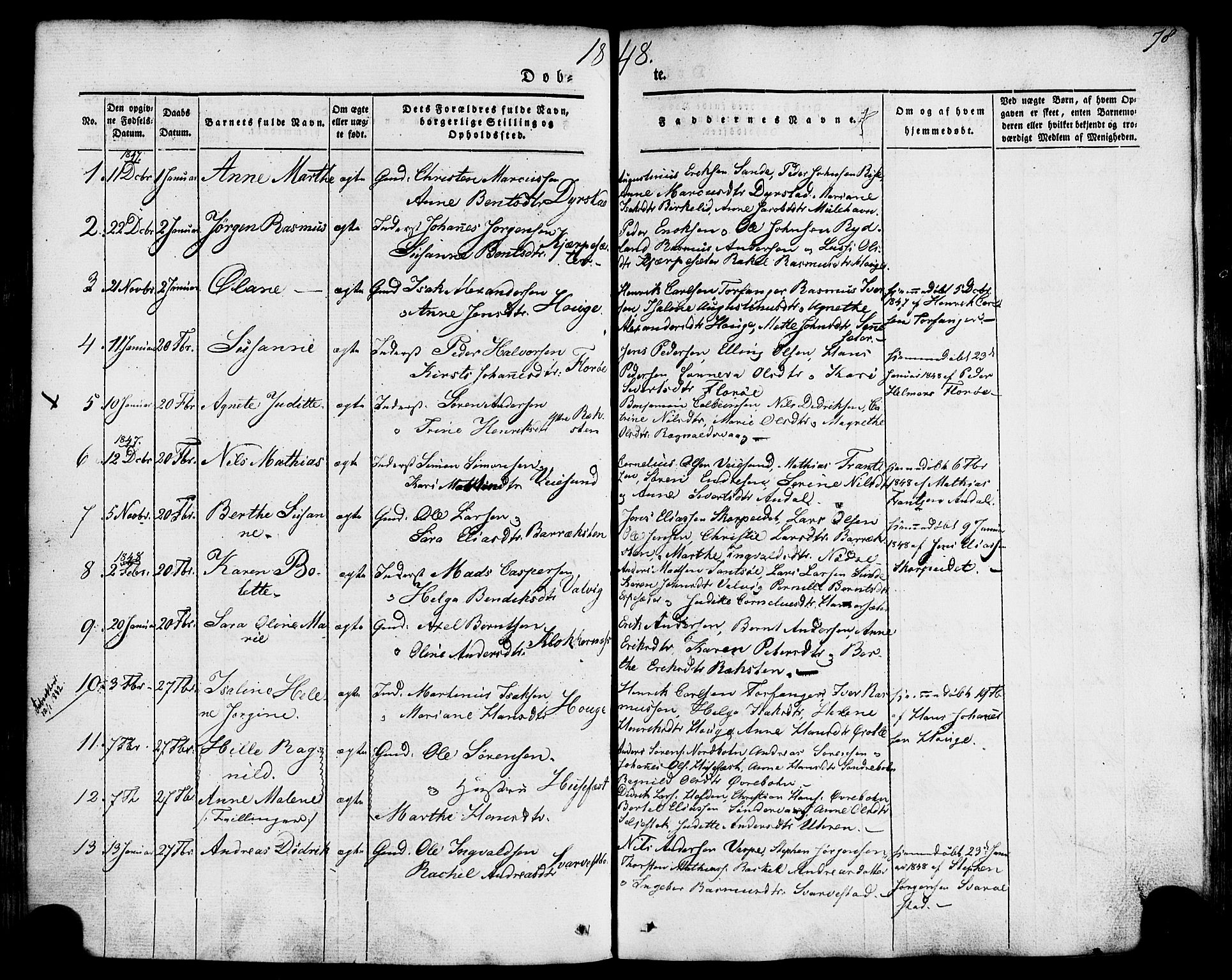 Kinn sokneprestembete, AV/SAB-A-80801/H/Haa/Haaa/L0005: Ministerialbok nr. A 5, 1841-1857, s. 78