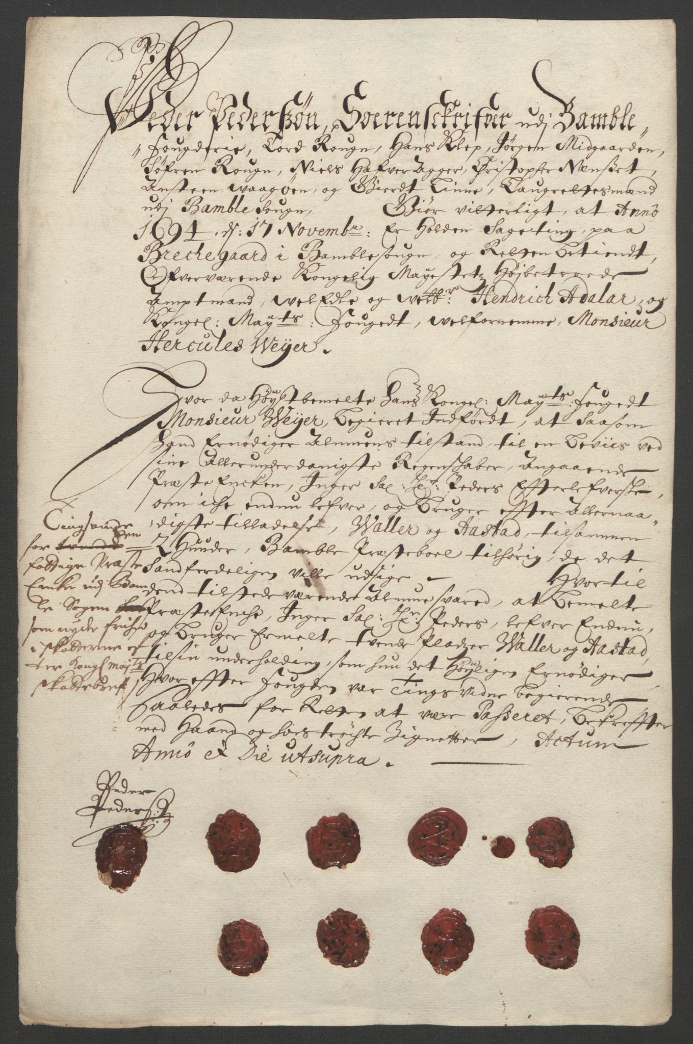 Rentekammeret inntil 1814, Reviderte regnskaper, Fogderegnskap, AV/RA-EA-4092/R36/L2092: Fogderegnskap Øvre og Nedre Telemark og Bamble, 1694, s. 237