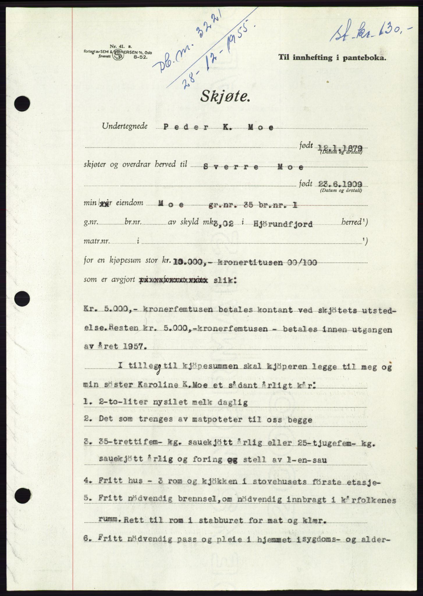 Søre Sunnmøre sorenskriveri, AV/SAT-A-4122/1/2/2C/L0102: Pantebok nr. 28A, 1955-1956, Dagboknr: 3221/1955