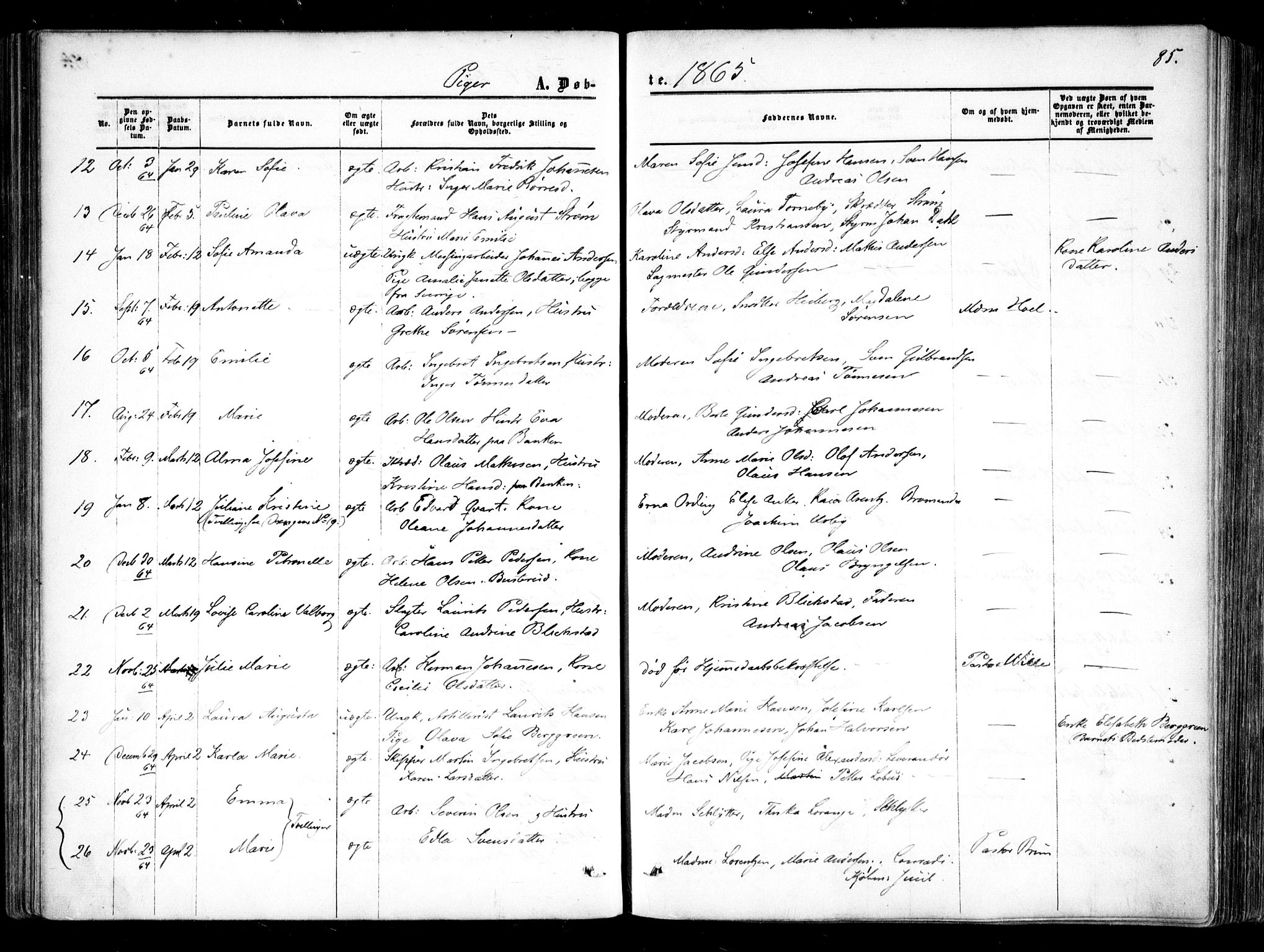Halden prestekontor Kirkebøker, AV/SAO-A-10909/F/Fa/L0007: Ministerialbok nr. I 7, 1857-1865, s. 85