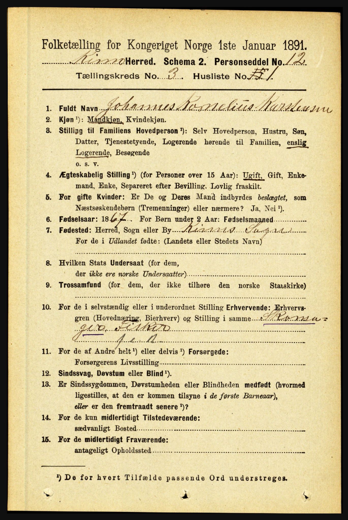 RA, Folketelling 1891 for 1437 Kinn herred, 1891, s. 944