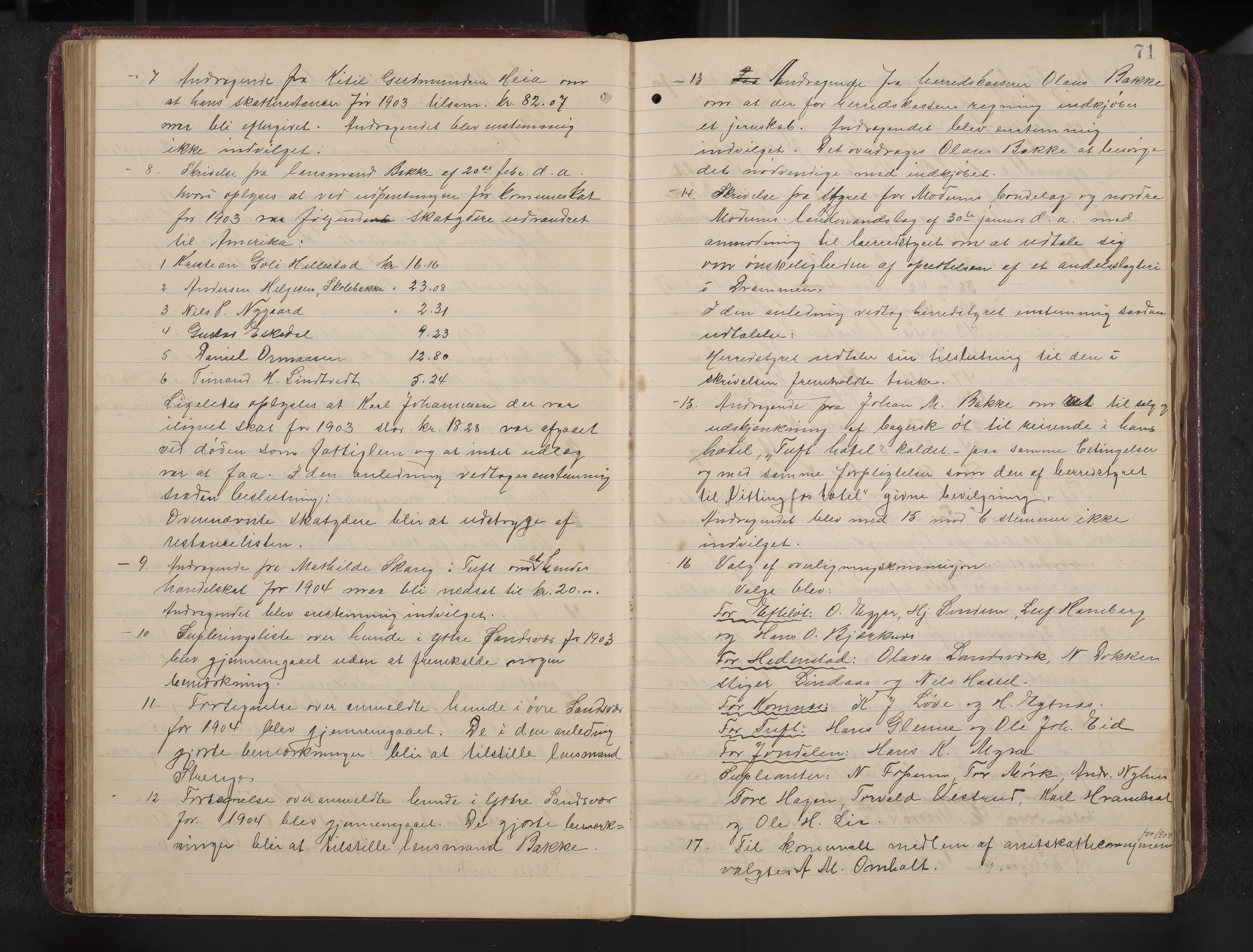 Ytre Sandsvær formannskap og sentraladministrasjon, IKAK/0629021/A/Aa/L0001: Møtebok med register, 1902-1919, s. 71
