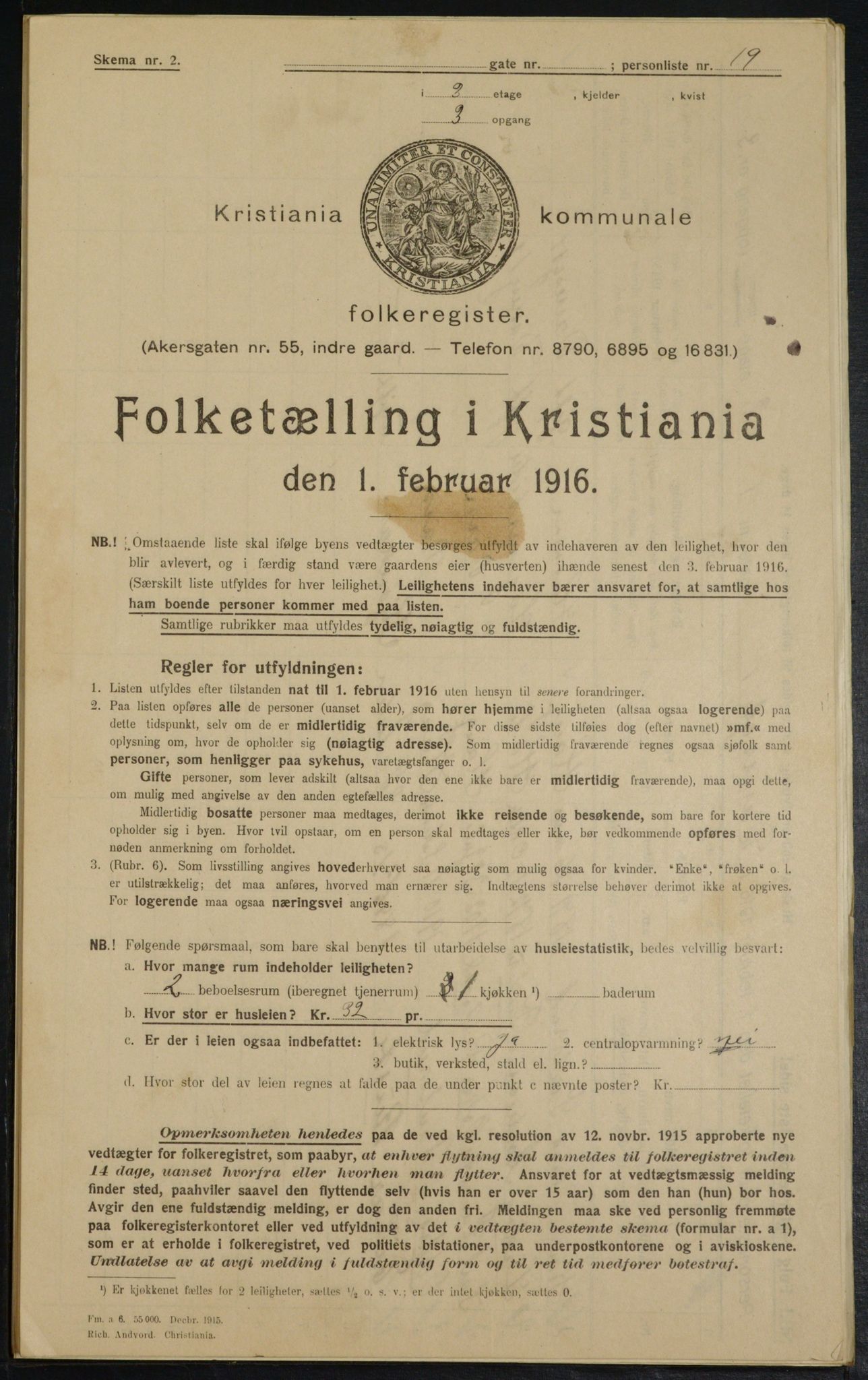 OBA, Kommunal folketelling 1.2.1916 for Kristiania, 1916, s. 15390