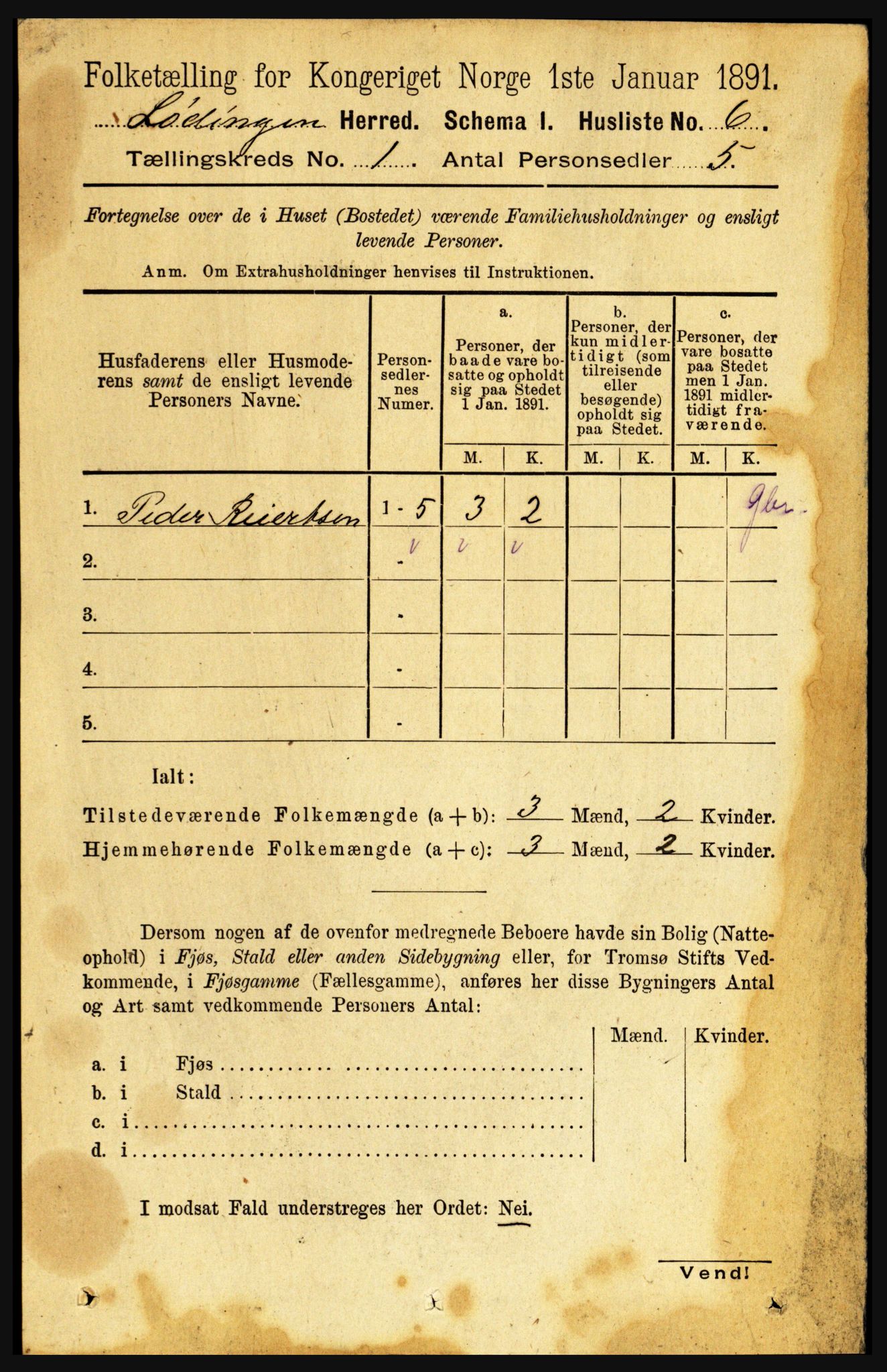 RA, Folketelling 1891 for 1851 Lødingen herred, 1891, s. 26