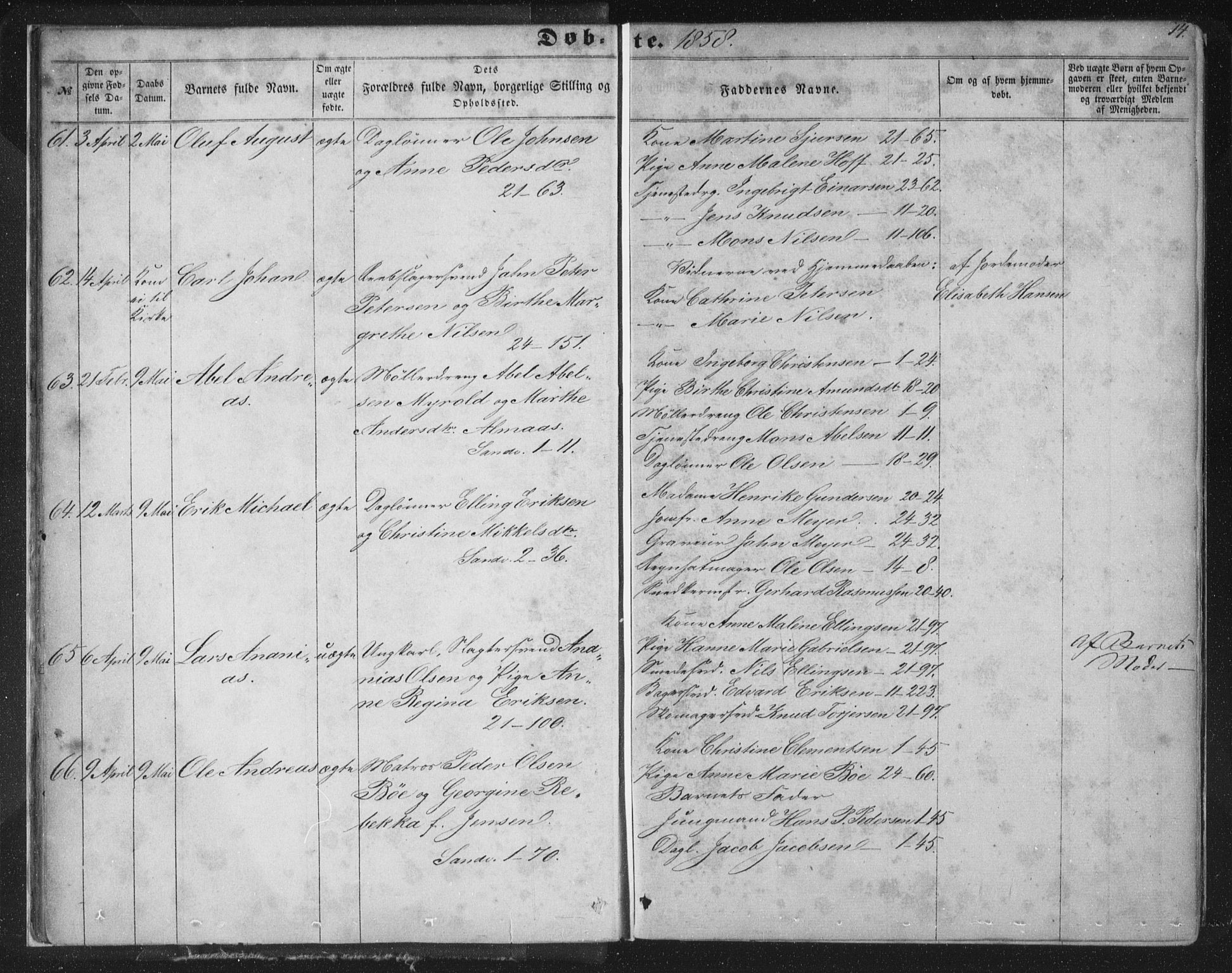 Korskirken sokneprestembete, SAB/A-76101/H/Haa/L0018: Ministerialbok nr. B 4, 1857-1866, s. 14