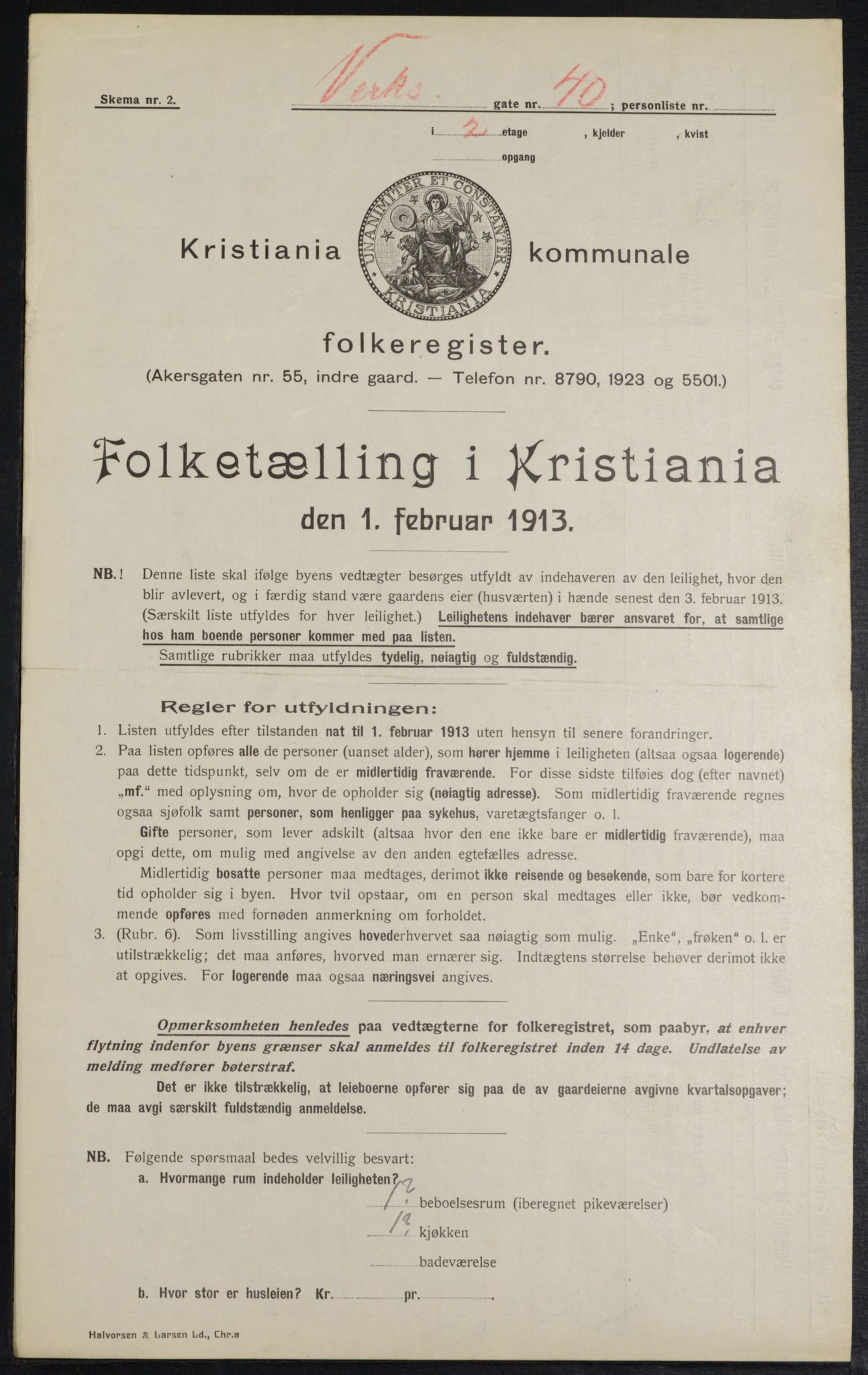 OBA, Kommunal folketelling 1.2.1913 for Kristiania, 1913, s. 122162