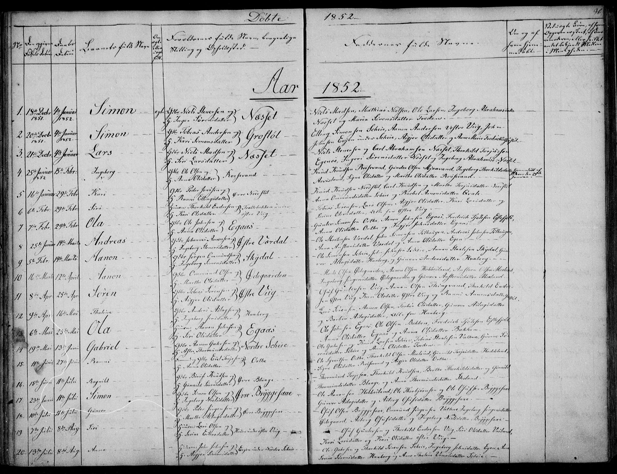 Hægebostad sokneprestkontor, SAK/1111-0024/F/Fa/Fab/L0002: Ministerialbok nr. A 2, 1836-1872, s. 36