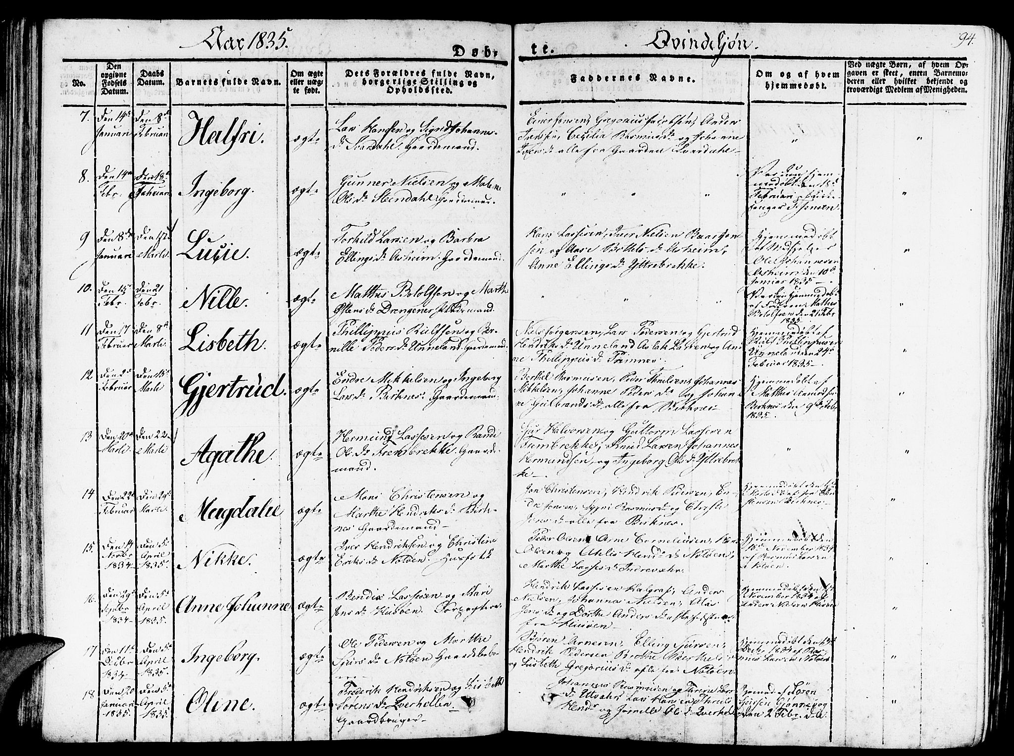 Gulen sokneprestembete, AV/SAB-A-80201/H/Haa/Haaa/L0019: Ministerialbok nr. A 19, 1826-1836, s. 94