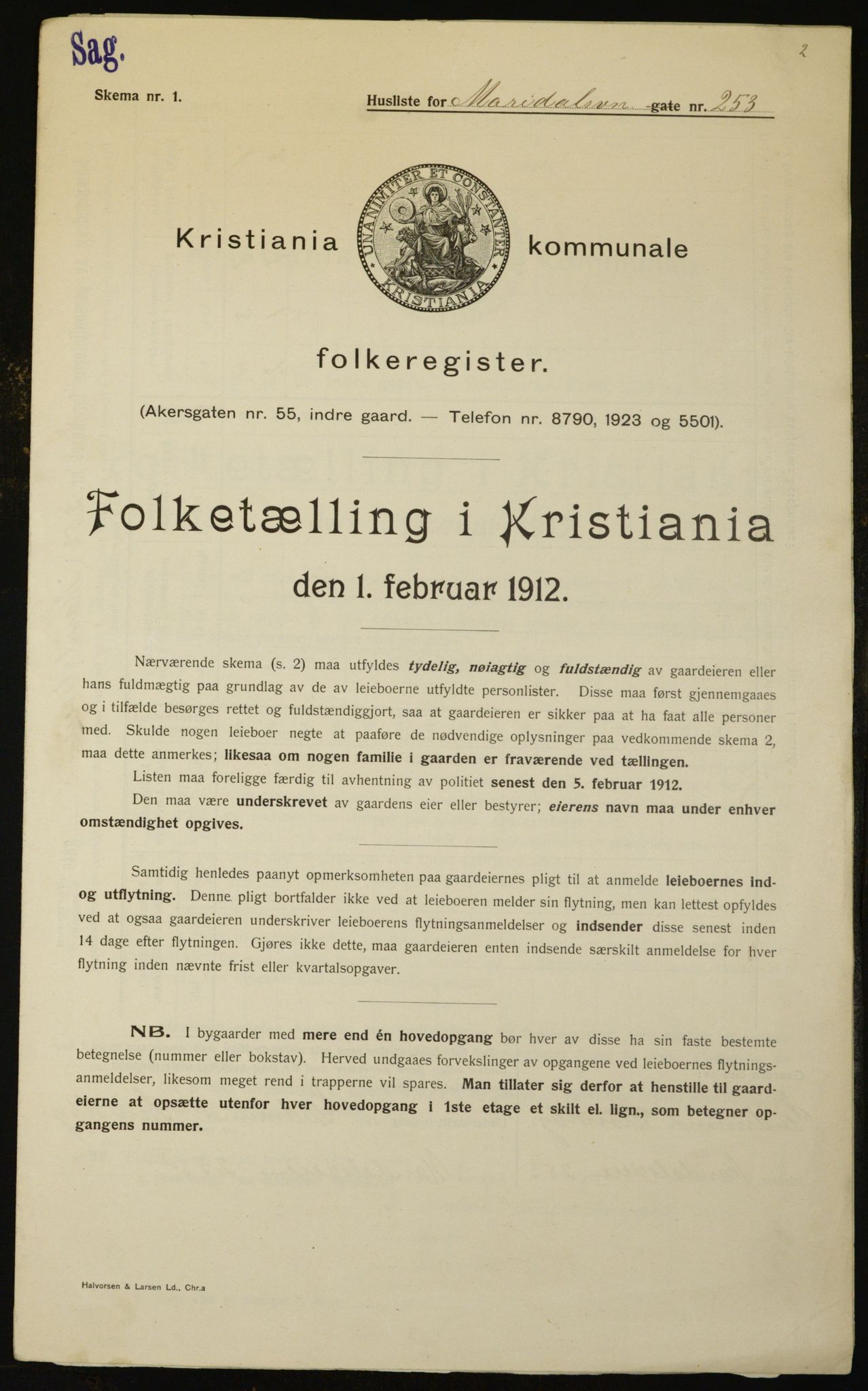 OBA, Kommunal folketelling 1.2.1912 for Kristiania, 1912, s. 63220