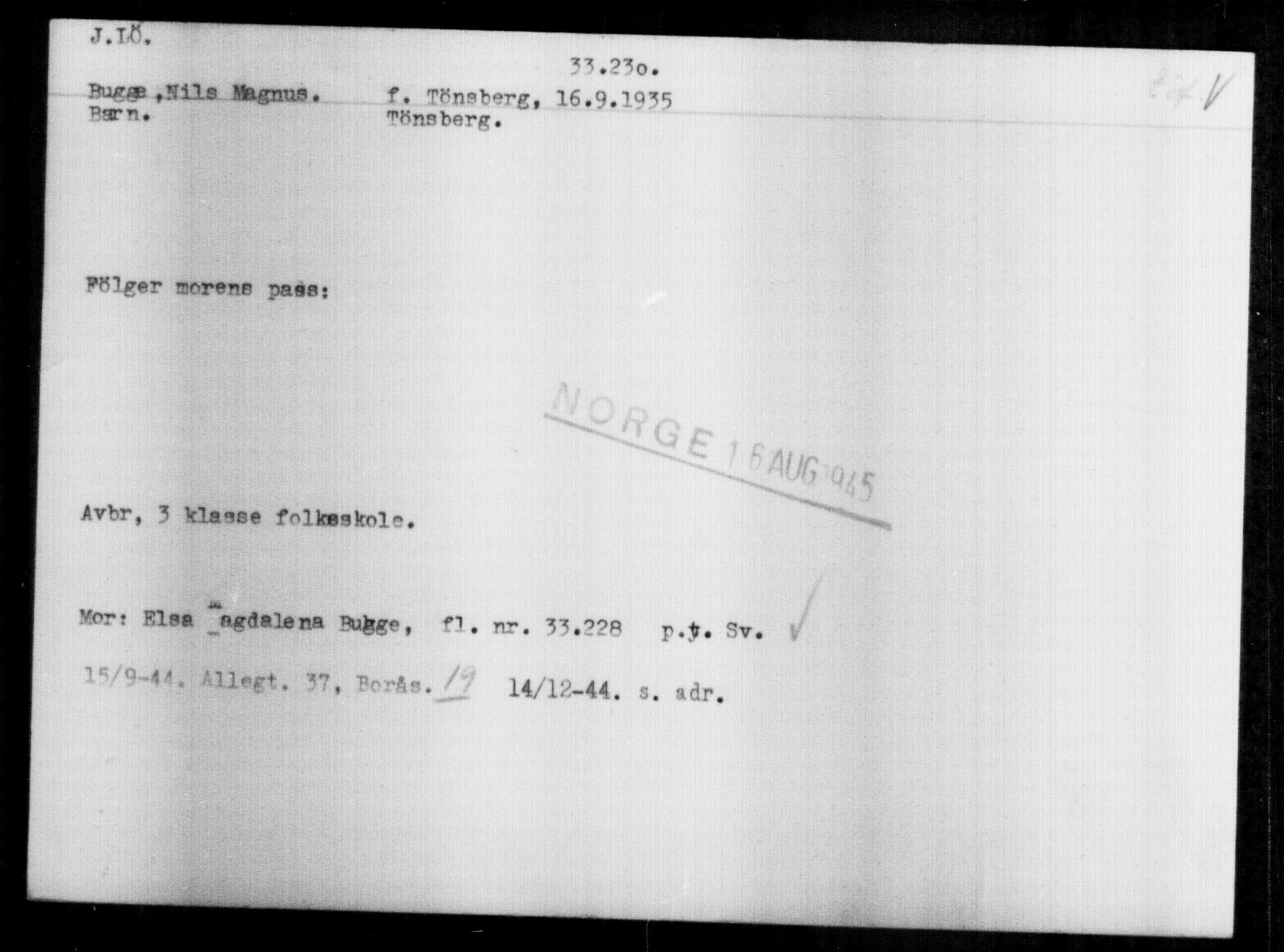 Utenriksstasjonene, Legasjonen i Stockholm, Flyktningkontoret, AV/RA-S-6753/V/Va/L0013: Kjesäterkartoteket, flyktninger med registreringsnr. 31500-34731, 1940-1945, s. 1817