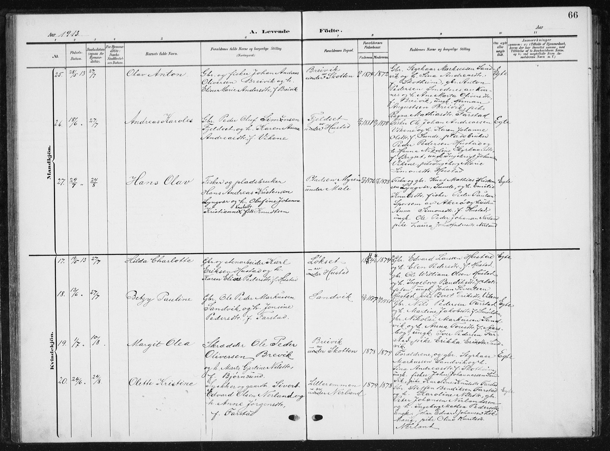 Ministerialprotokoller, klokkerbøker og fødselsregistre - Møre og Romsdal, AV/SAT-A-1454/567/L0784: Klokkerbok nr. 567C04, 1903-1938, s. 66