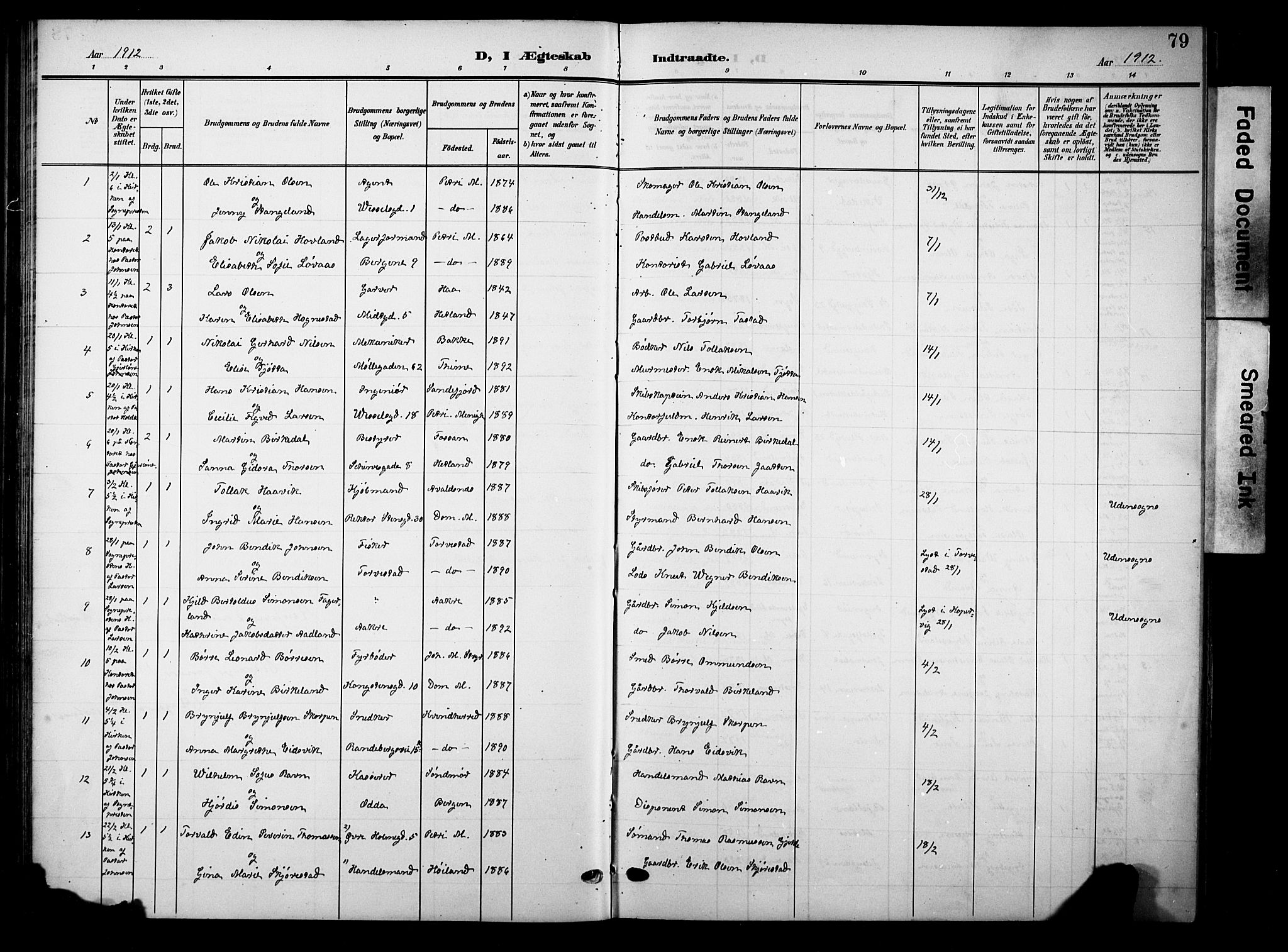 Domkirken sokneprestkontor, SAST/A-101812/001/30/30BB/L0017: Klokkerbok nr. B 17, 1902-1921, s. 79