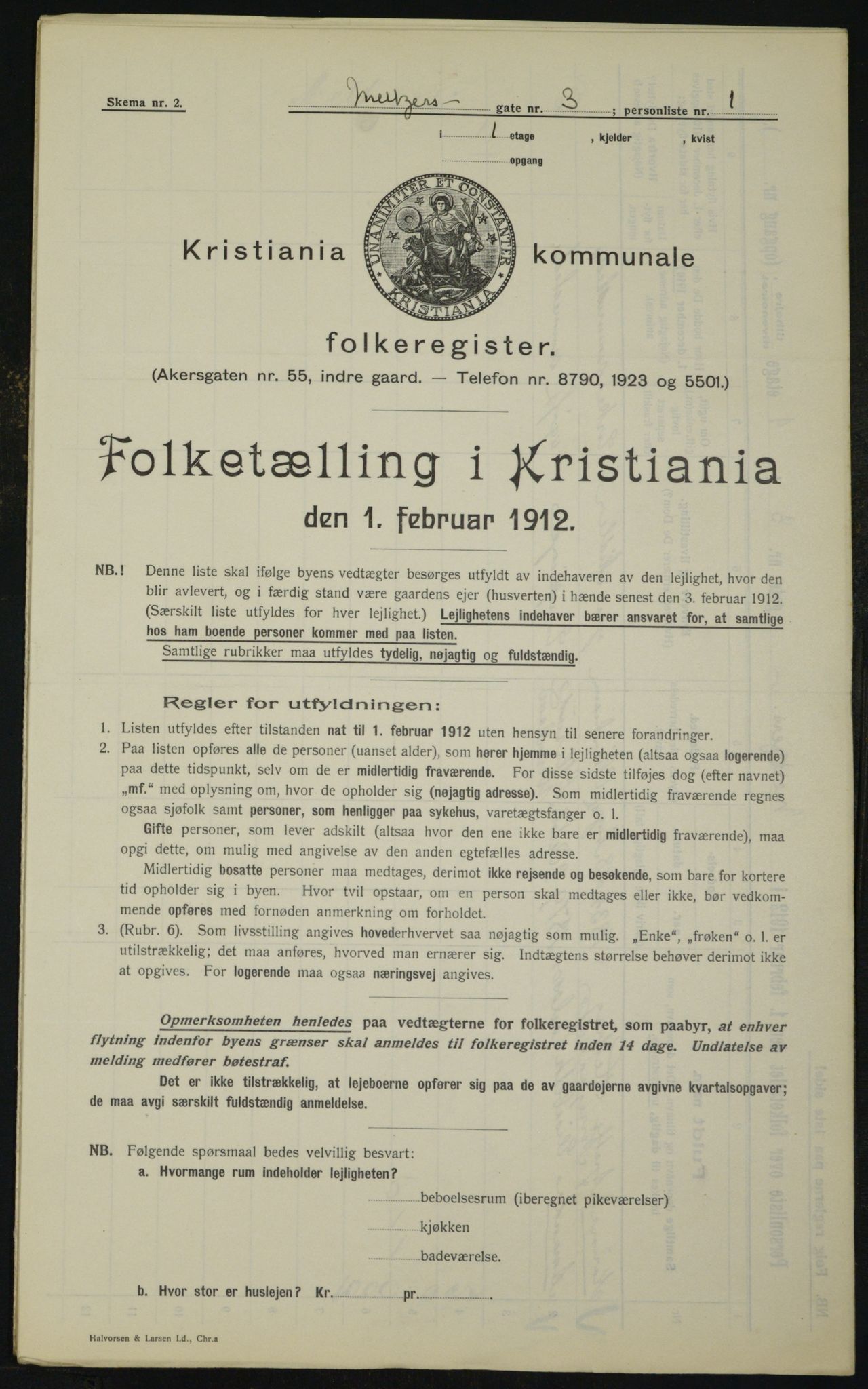 OBA, Kommunal folketelling 1.2.1912 for Kristiania, 1912, s. 65666