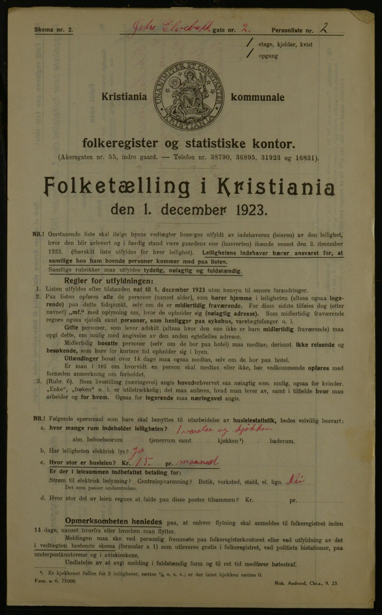 OBA, Kommunal folketelling 1.12.1923 for Kristiania, 1923, s. 142726