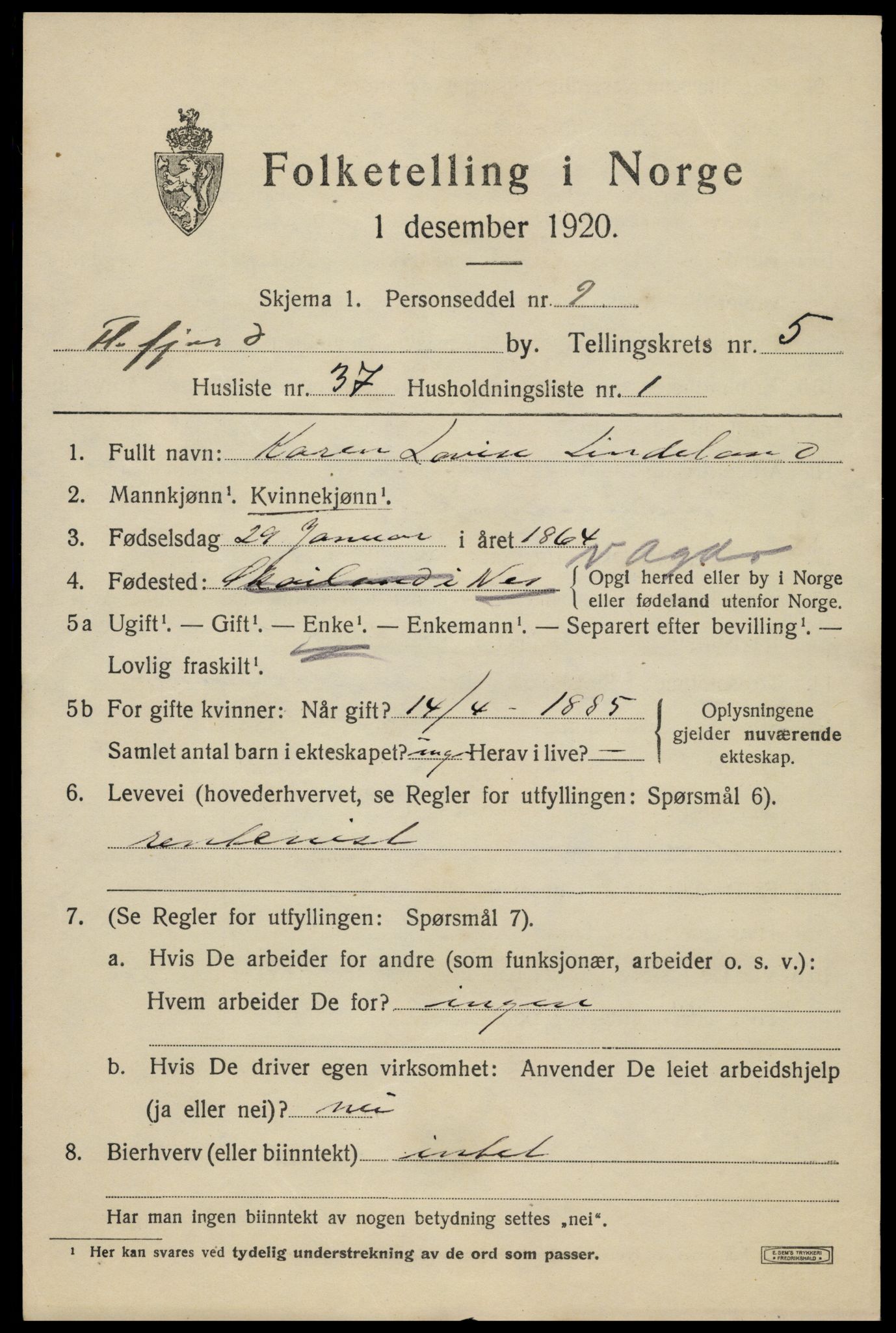 SAK, Folketelling 1920 for 1004 Flekkefjord kjøpstad, 1920, s. 5760