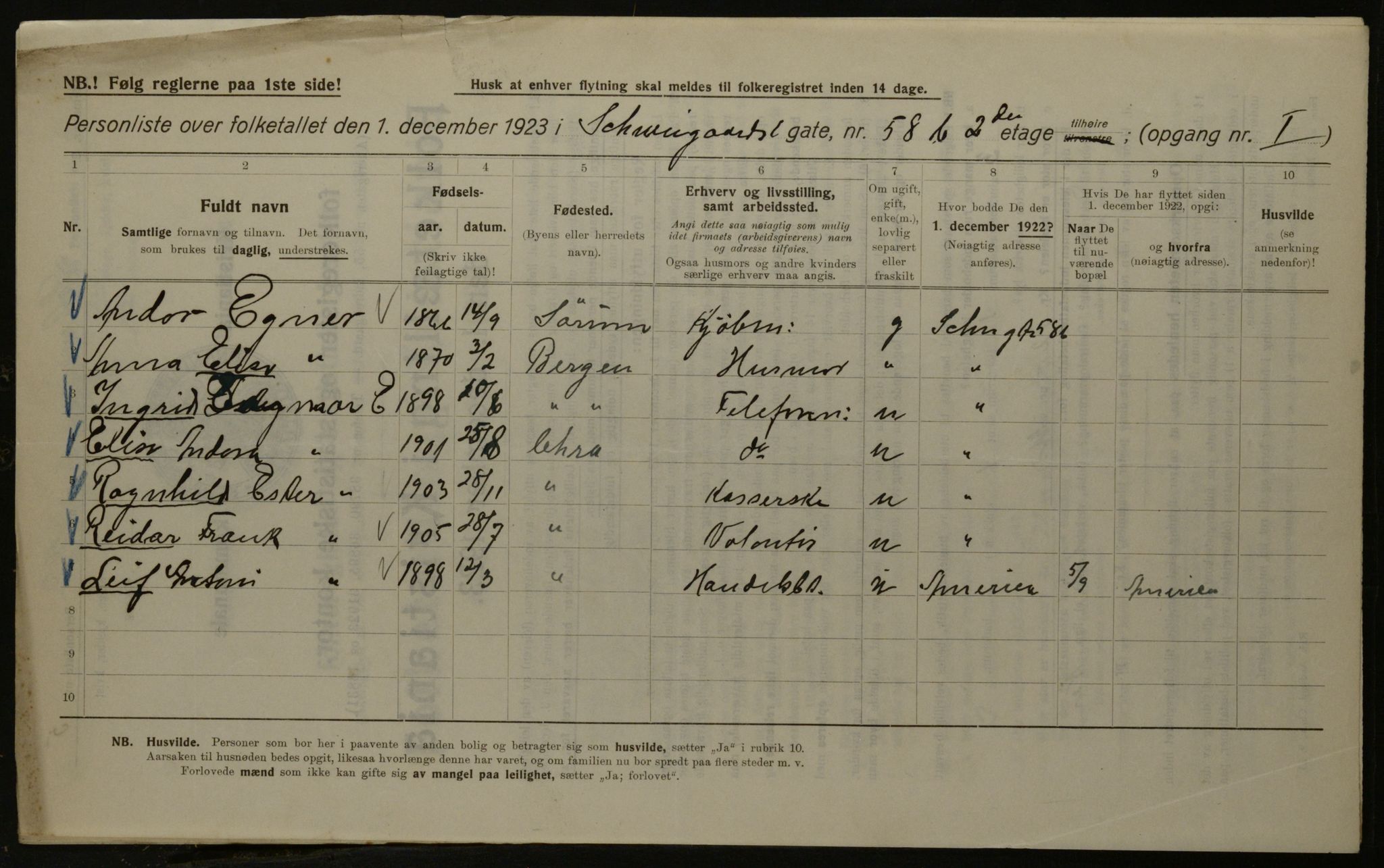 OBA, Kommunal folketelling 1.12.1923 for Kristiania, 1923, s. 101286