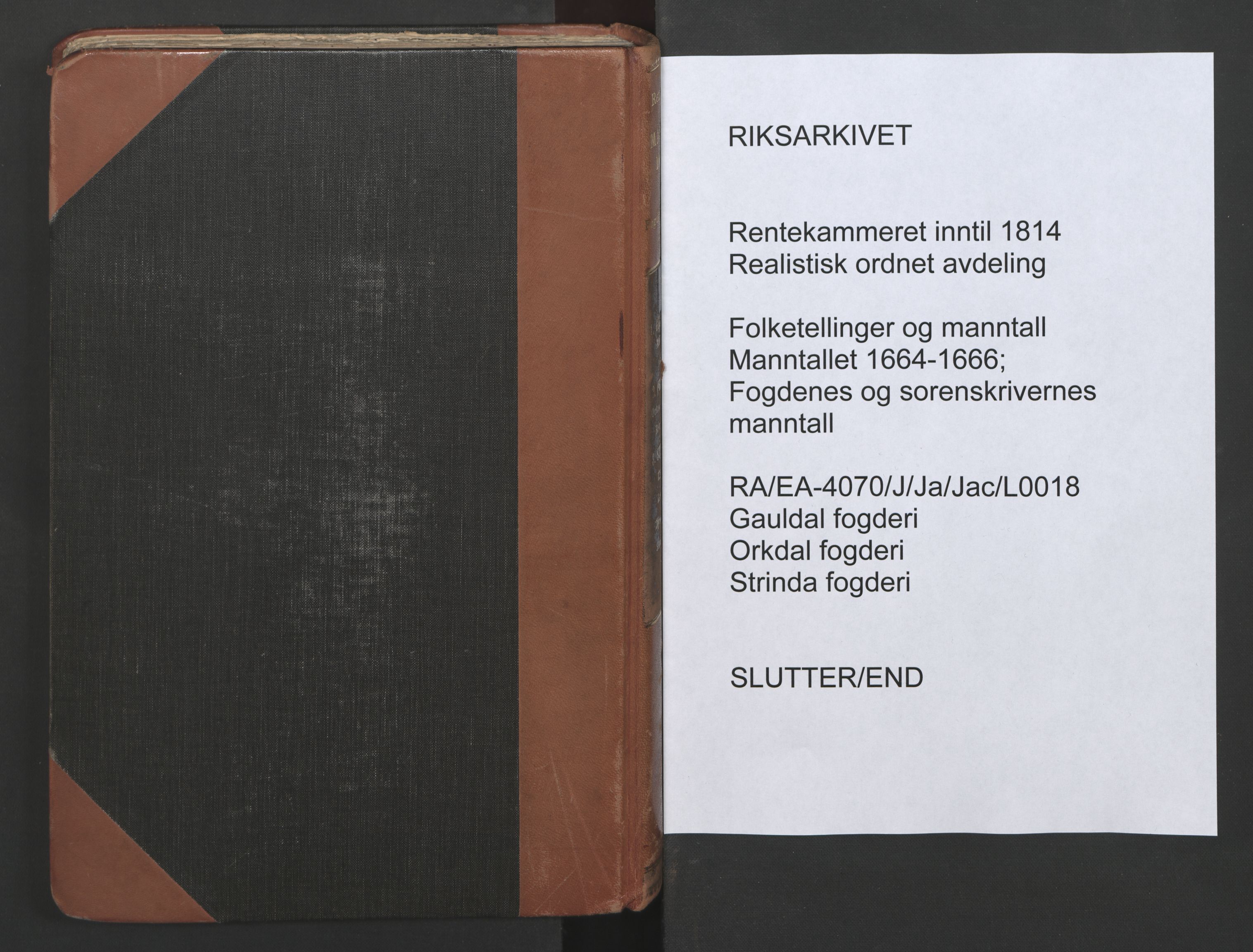 RA, Fogdenes og sorenskrivernes manntall 1664-1666, nr. 18: Gauldal fogderi, Strinda fogderi og Orkdal fogderi, 1664