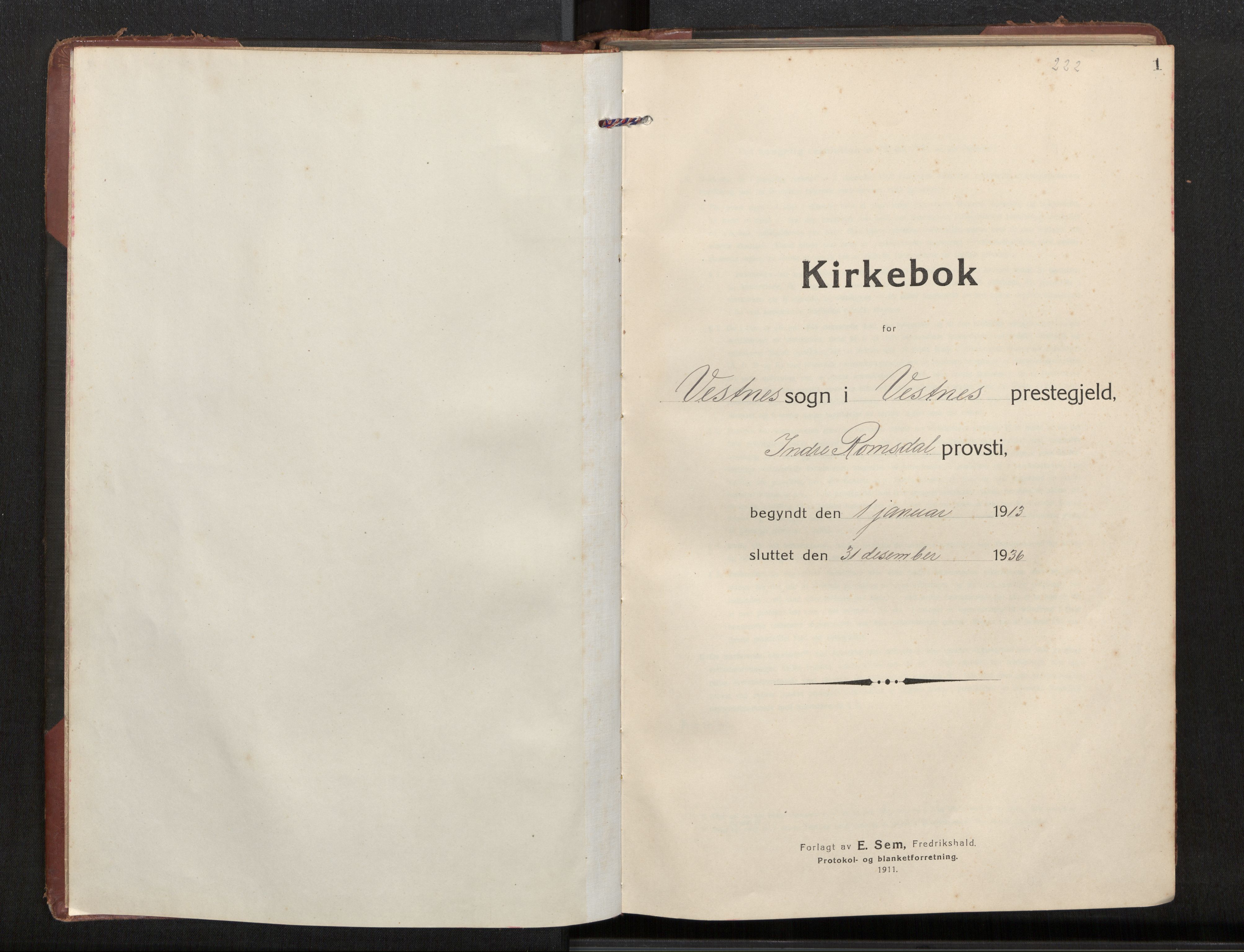 Ministerialprotokoller, klokkerbøker og fødselsregistre - Møre og Romsdal, AV/SAT-A-1454/539/L0536a: Klokkerbok nr. 539C03, 1912-1936, s. 1