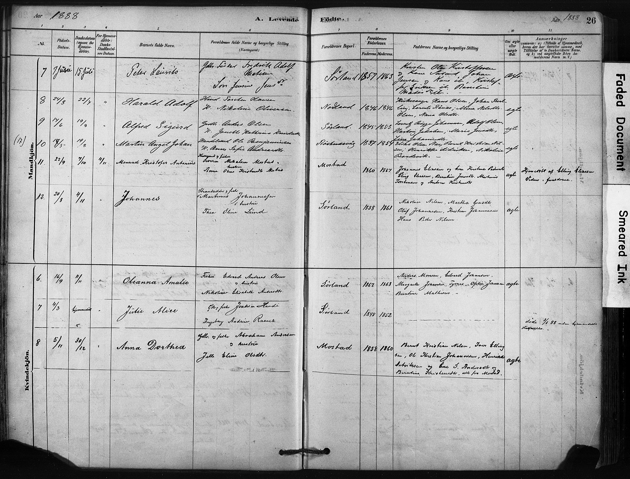 Ministerialprotokoller, klokkerbøker og fødselsregistre - Nordland, AV/SAT-A-1459/807/L0122: Ministerialbok nr. 807A05, 1880-1902, s. 26