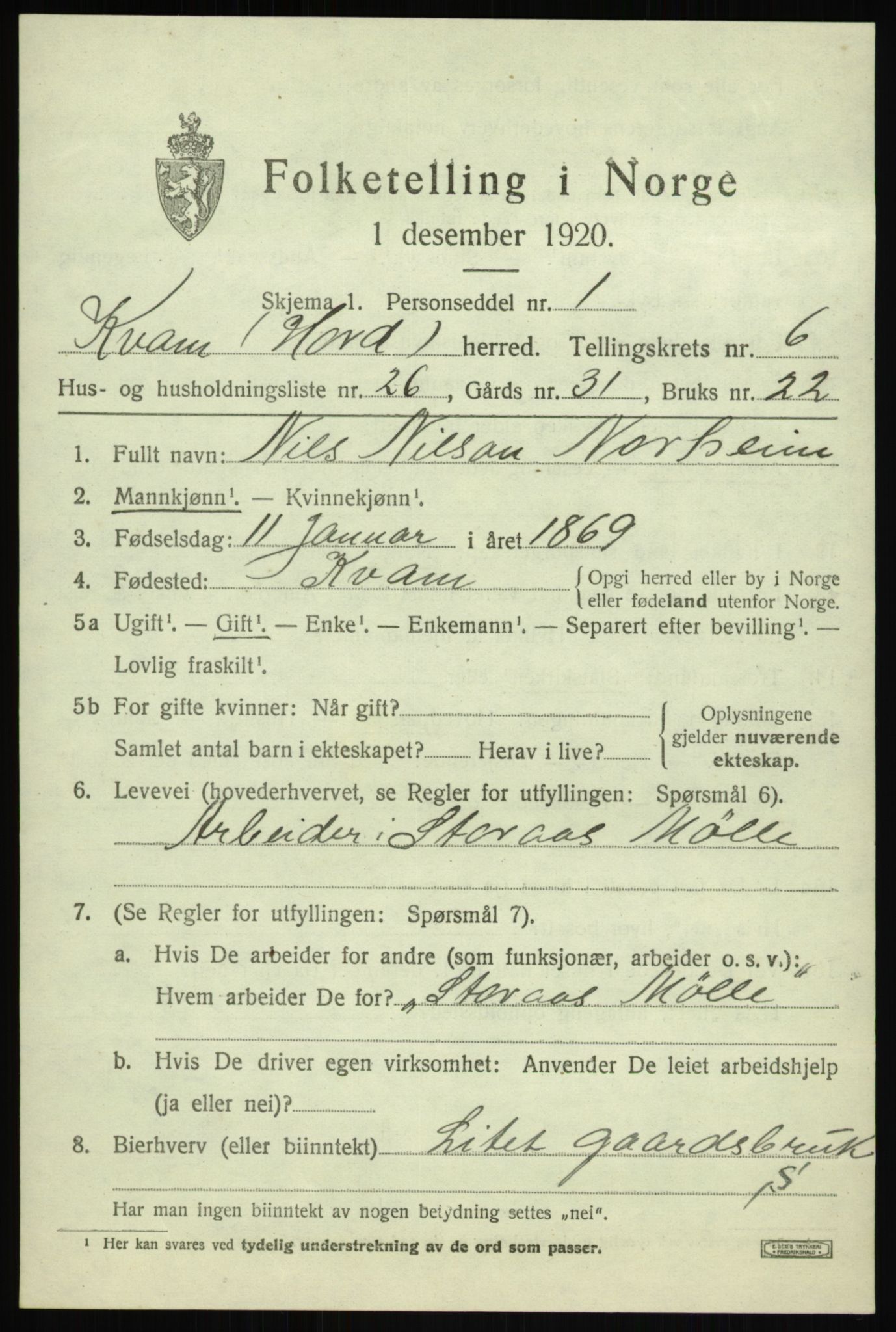 SAB, Folketelling 1920 for 1238 Kvam herred, 1920, s. 4659
