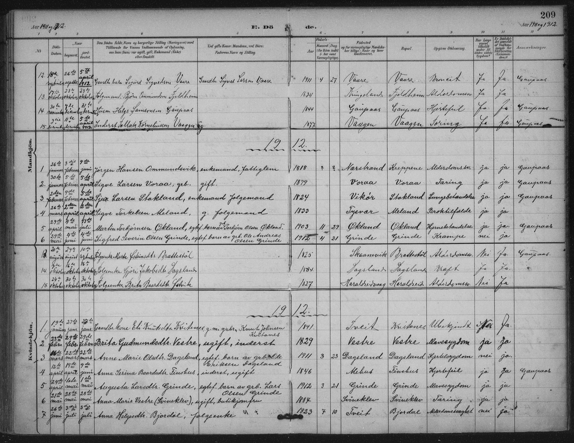 Skjold sokneprestkontor, SAST/A-101847/H/Ha/Haa/L0011: Ministerialbok nr. A 11, 1897-1914, s. 209