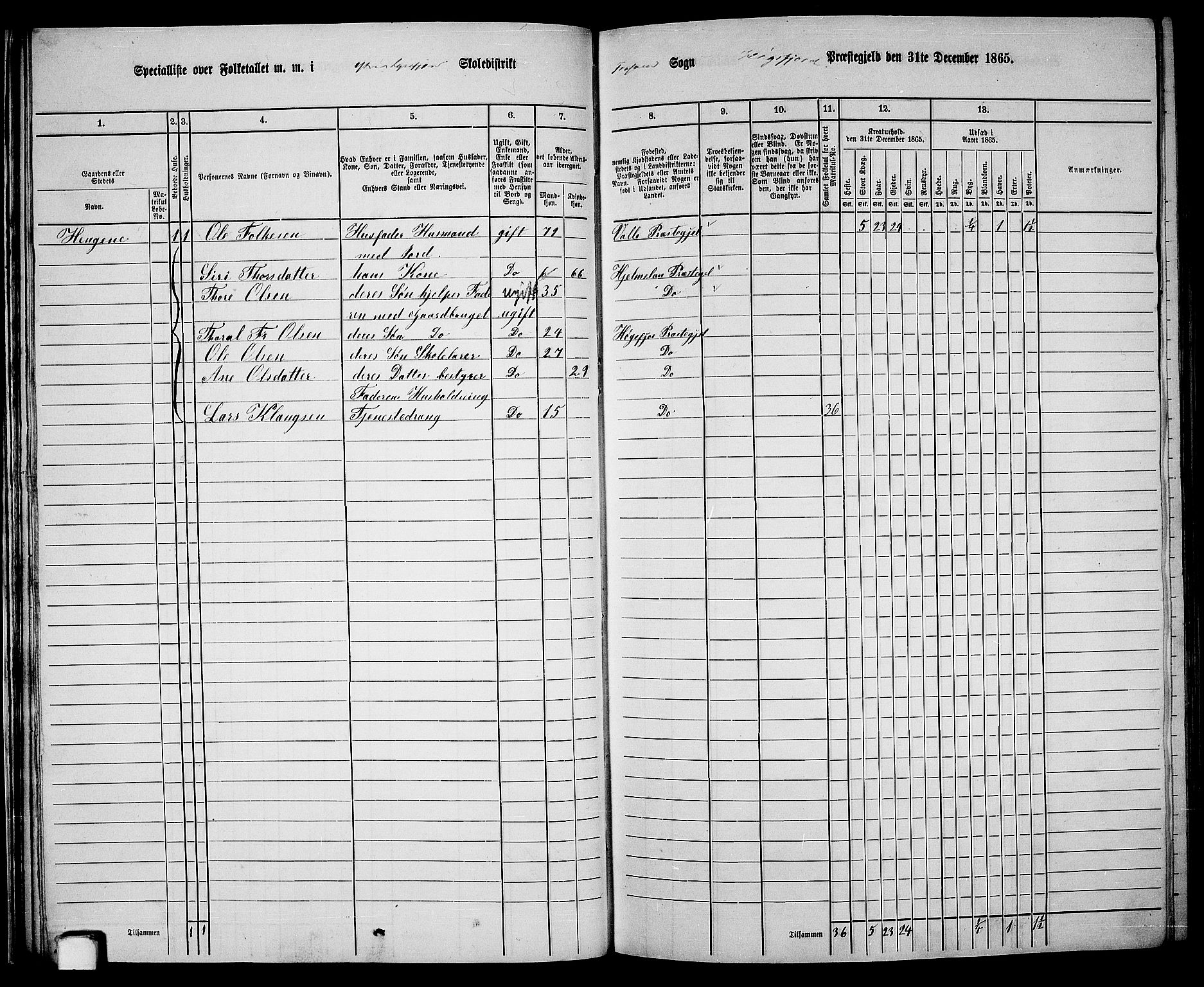 RA, Folketelling 1865 for 1128P Høgsfjord prestegjeld, 1865, s. 23