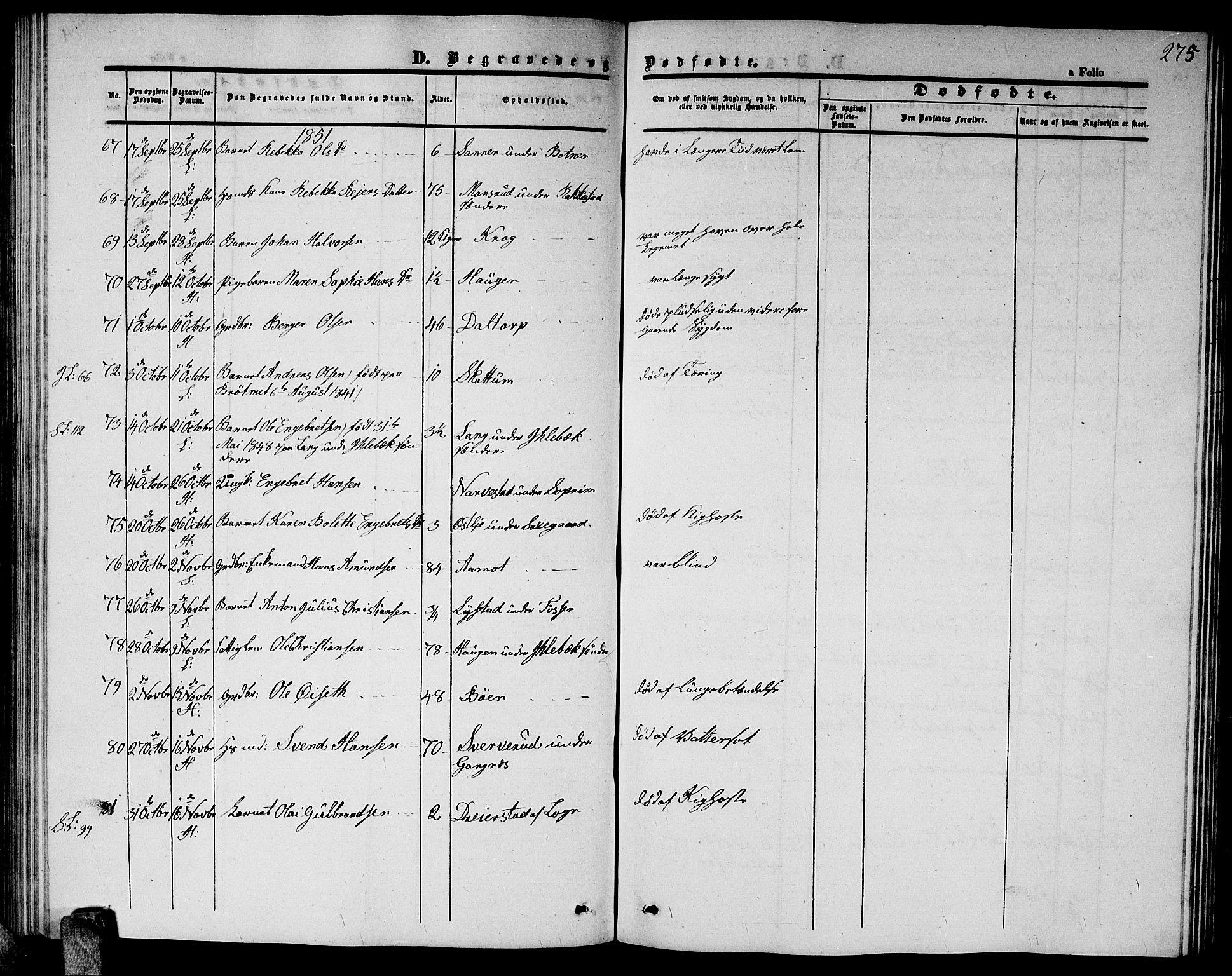 Høland prestekontor Kirkebøker, AV/SAO-A-10346a/G/Ga/L0003: Klokkerbok nr. I 3, 1846-1853, s. 275