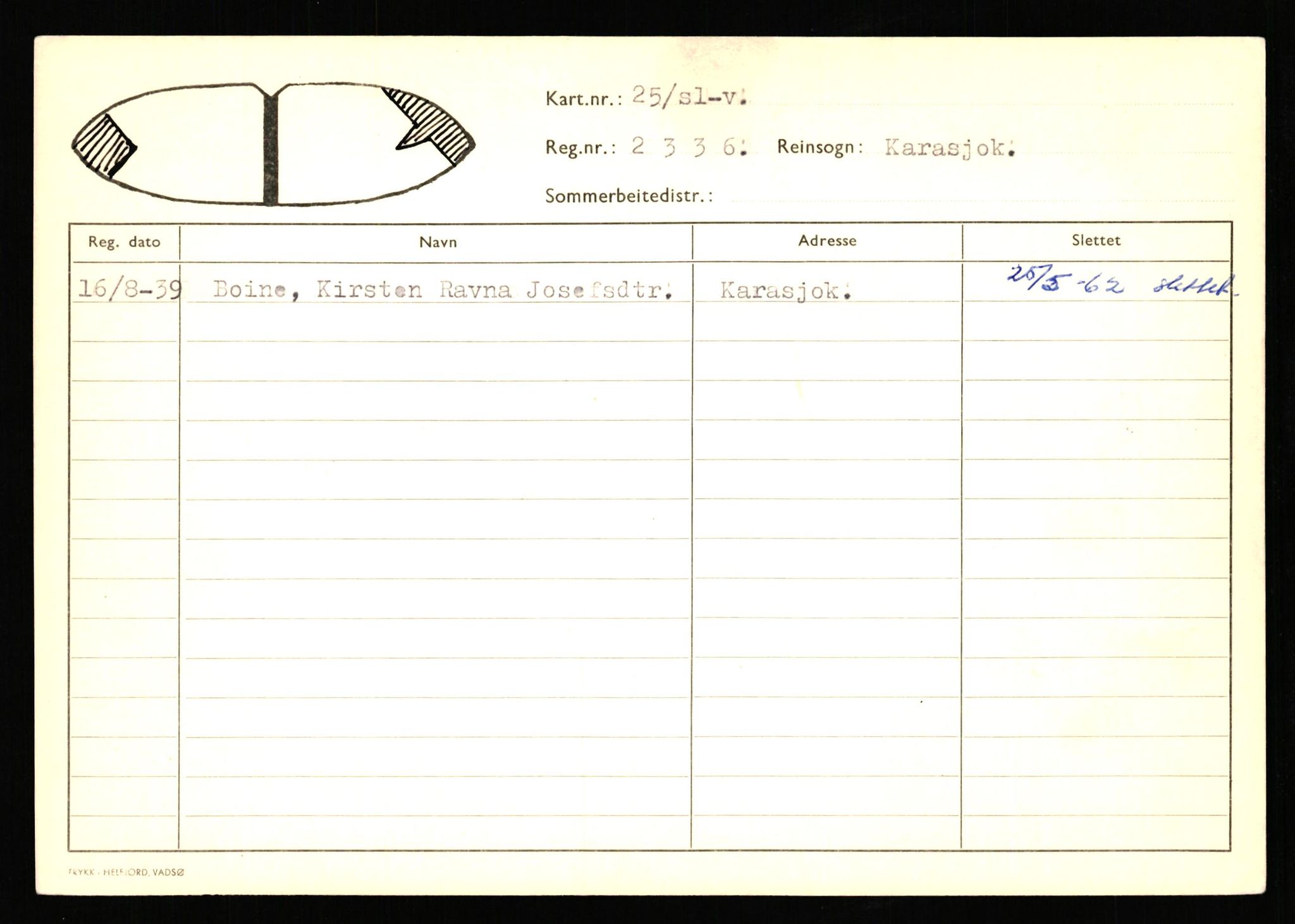 Lappefogden i Finnmark/Reindriftsforvaltningen Øst-Finnmark, AV/SATØ-S-1461/G/Ge/Gea/L0006: Slettede reinmerker, 1934-1992, s. 33