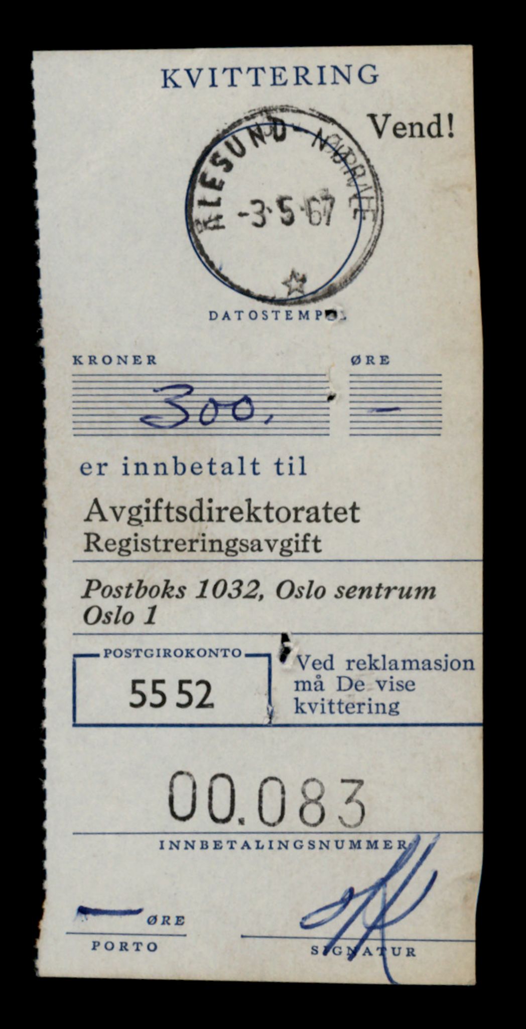 Møre og Romsdal vegkontor - Ålesund trafikkstasjon, SAT/A-4099/F/Fe/L0003: Registreringskort for kjøretøy T 232 - T 340, 1927-1998, s. 3068