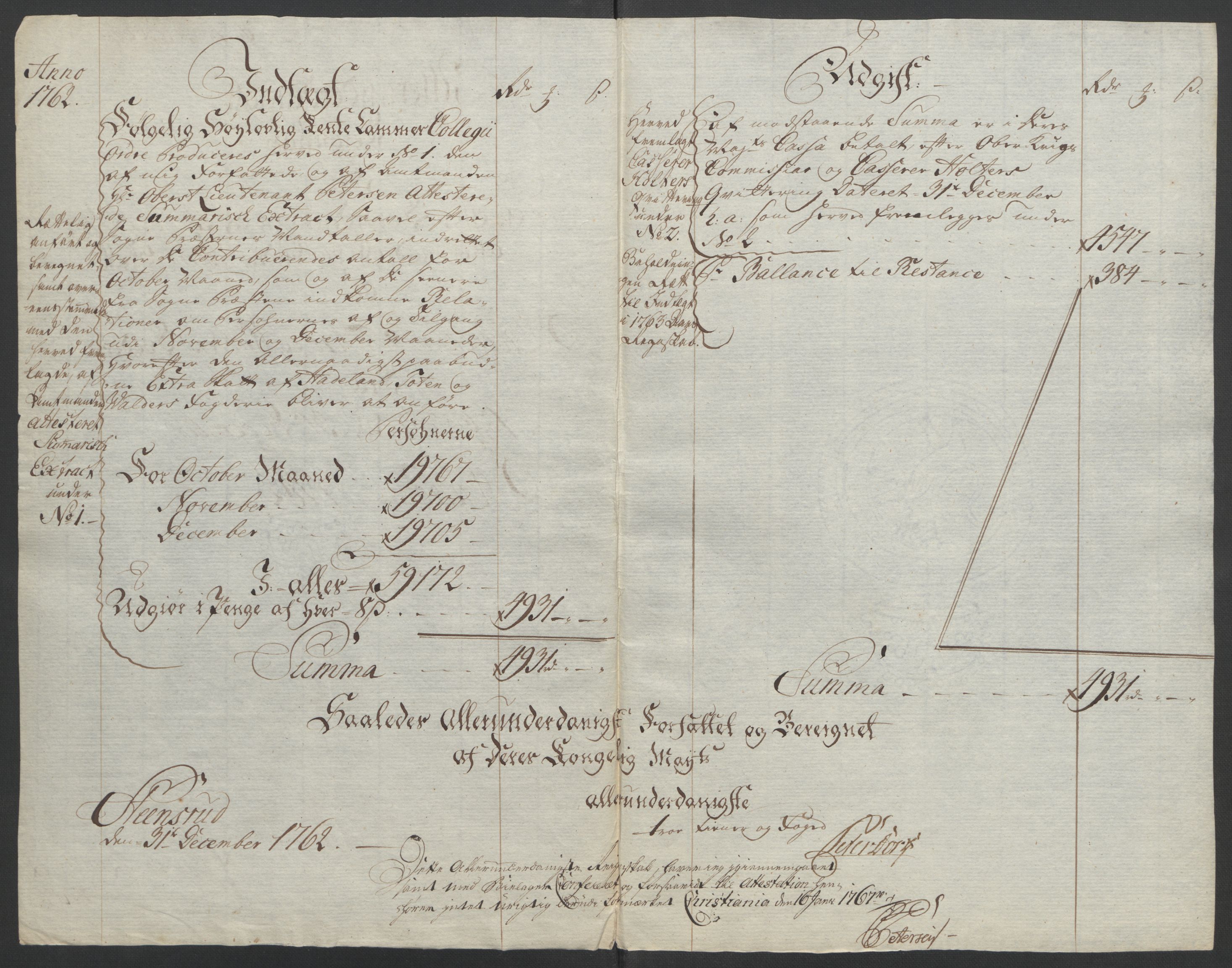 Rentekammeret inntil 1814, Reviderte regnskaper, Fogderegnskap, RA/EA-4092/R19/L1399: Fogderegnskap Toten, Hadeland og Vardal, 1762-1783, s. 5
