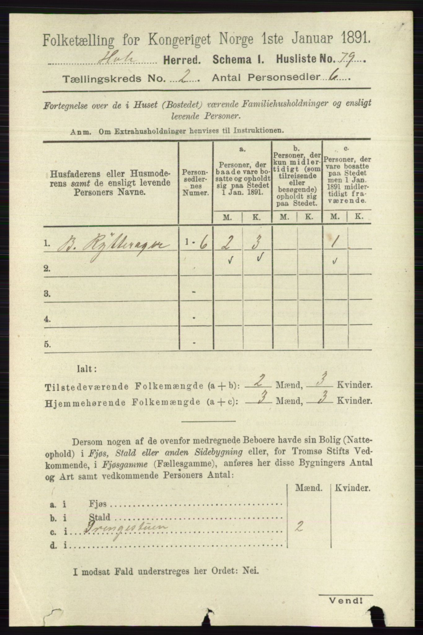 RA, Folketelling 1891 for 0612 Hole herred, 1891, s. 731