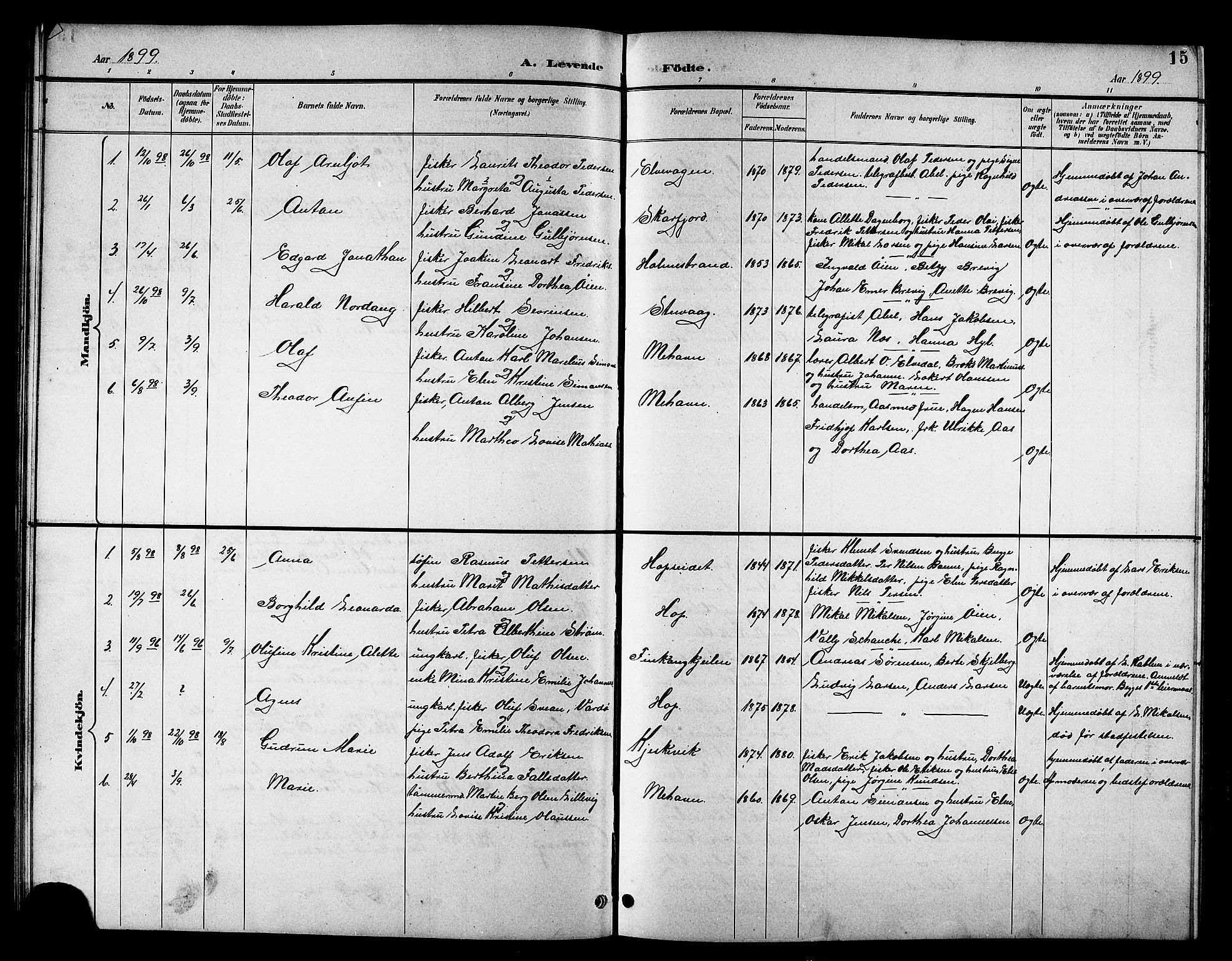 Tana sokneprestkontor, AV/SATØ-S-1334/H/Hb/L0006klokker: Klokkerbok nr. 6, 1892-1909, s. 15