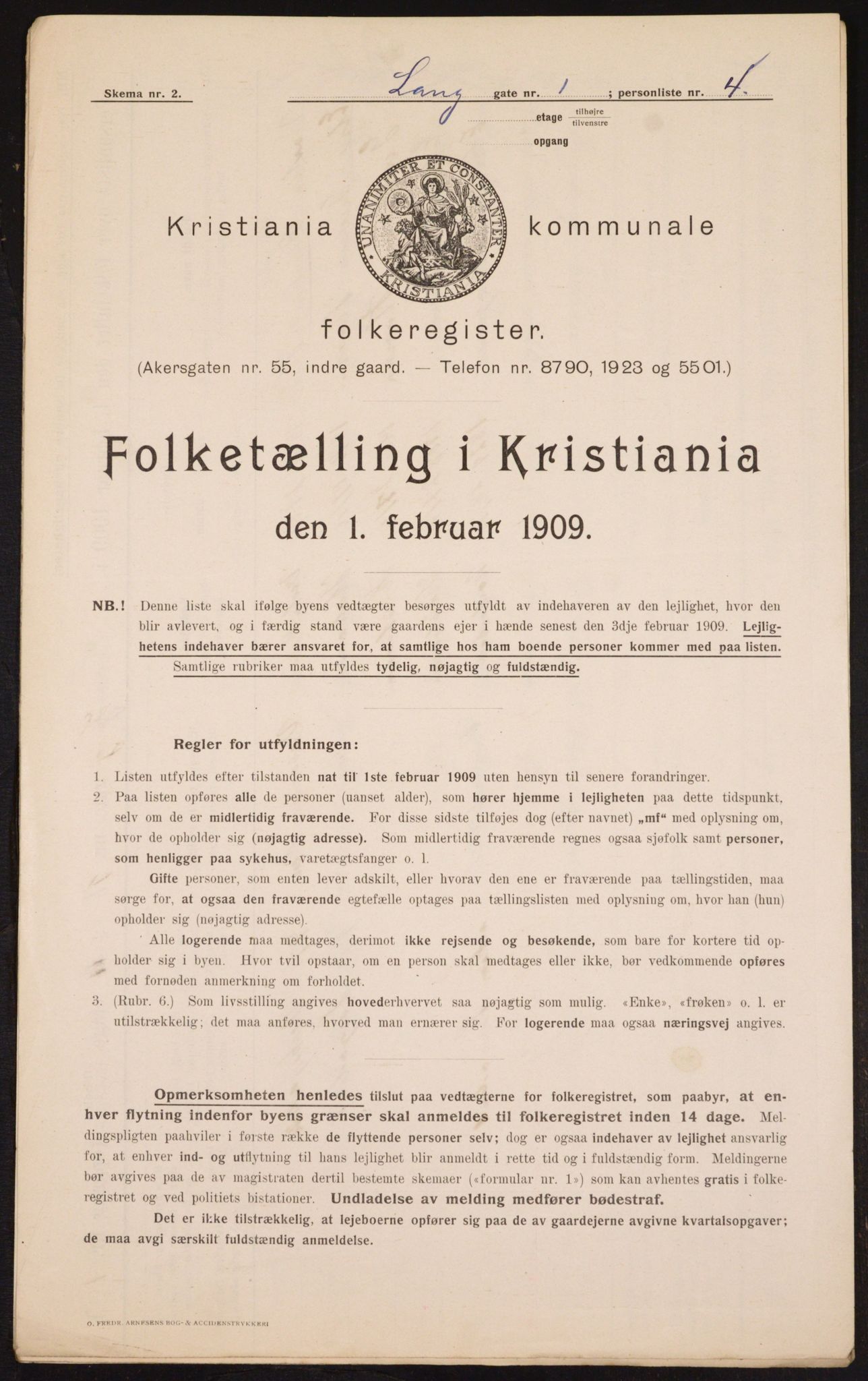 OBA, Kommunal folketelling 1.2.1909 for Kristiania kjøpstad, 1909, s. 51508