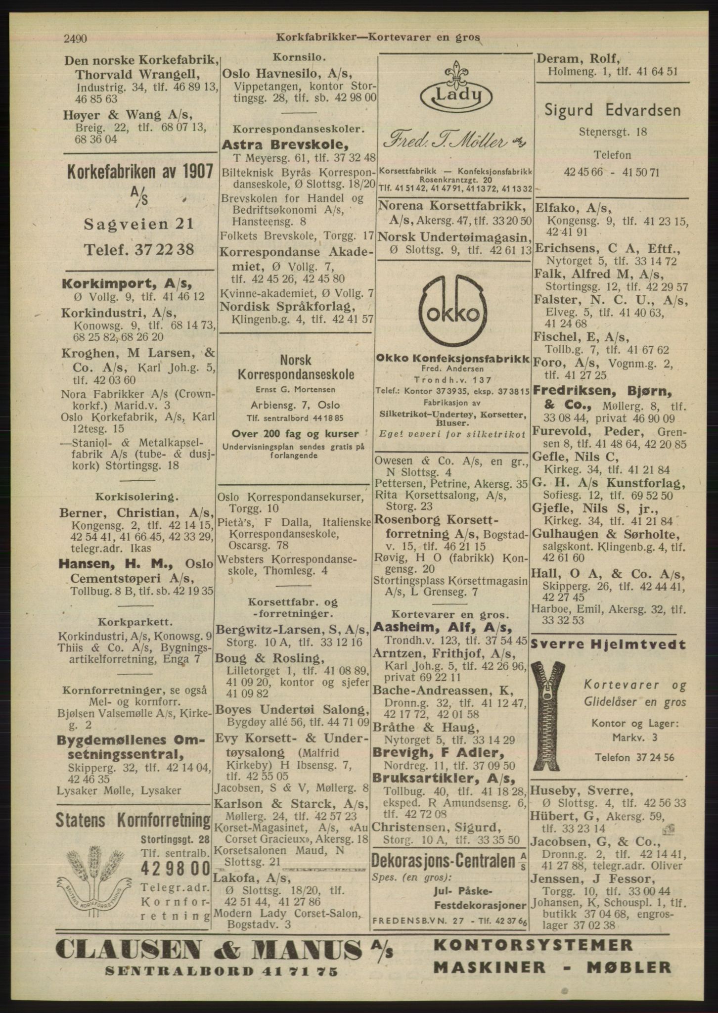 Kristiania/Oslo adressebok, PUBL/-, 1948, s. 2490