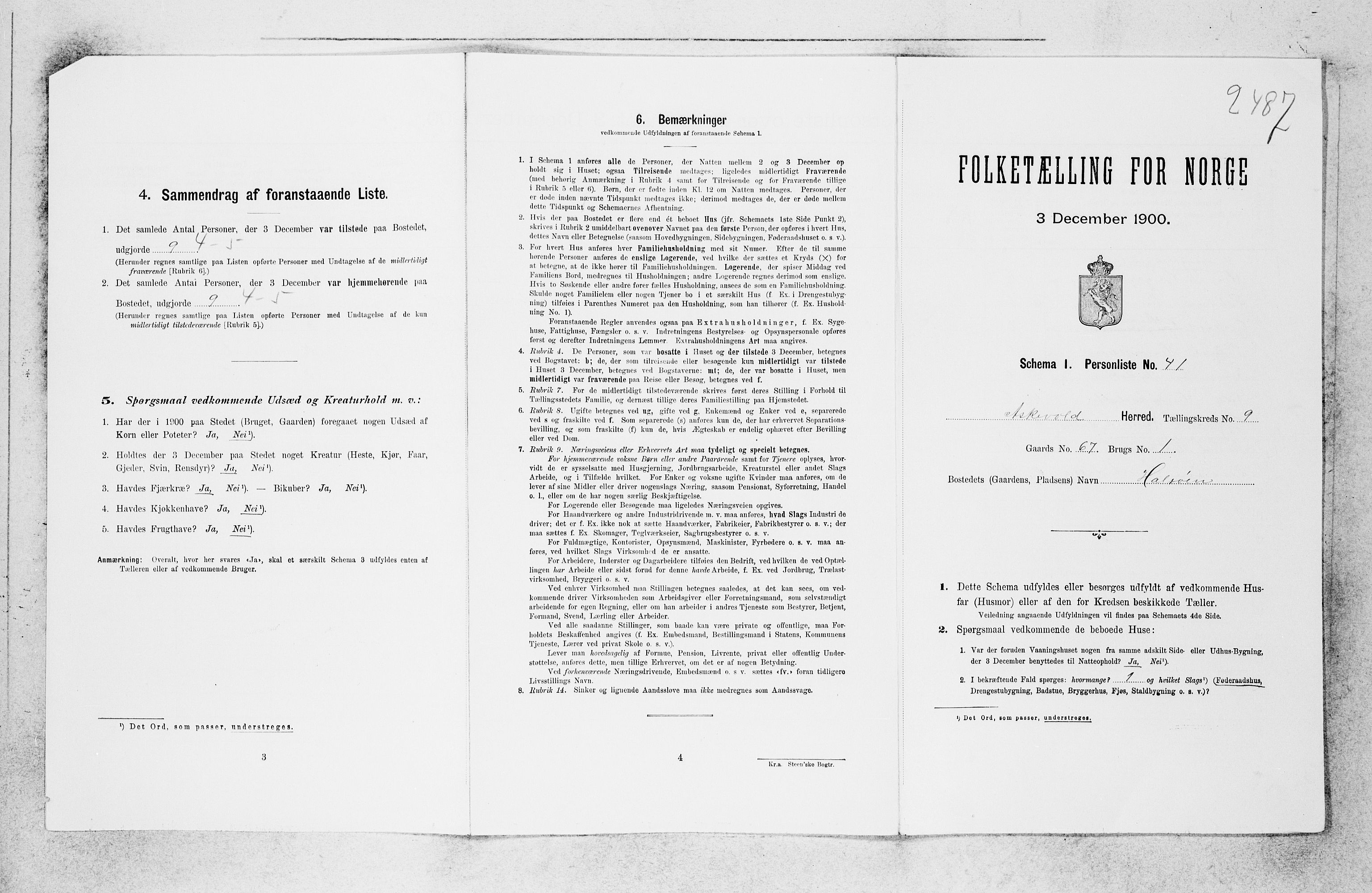 SAB, Folketelling 1900 for 1428 Askvoll herred, 1900, s. 871